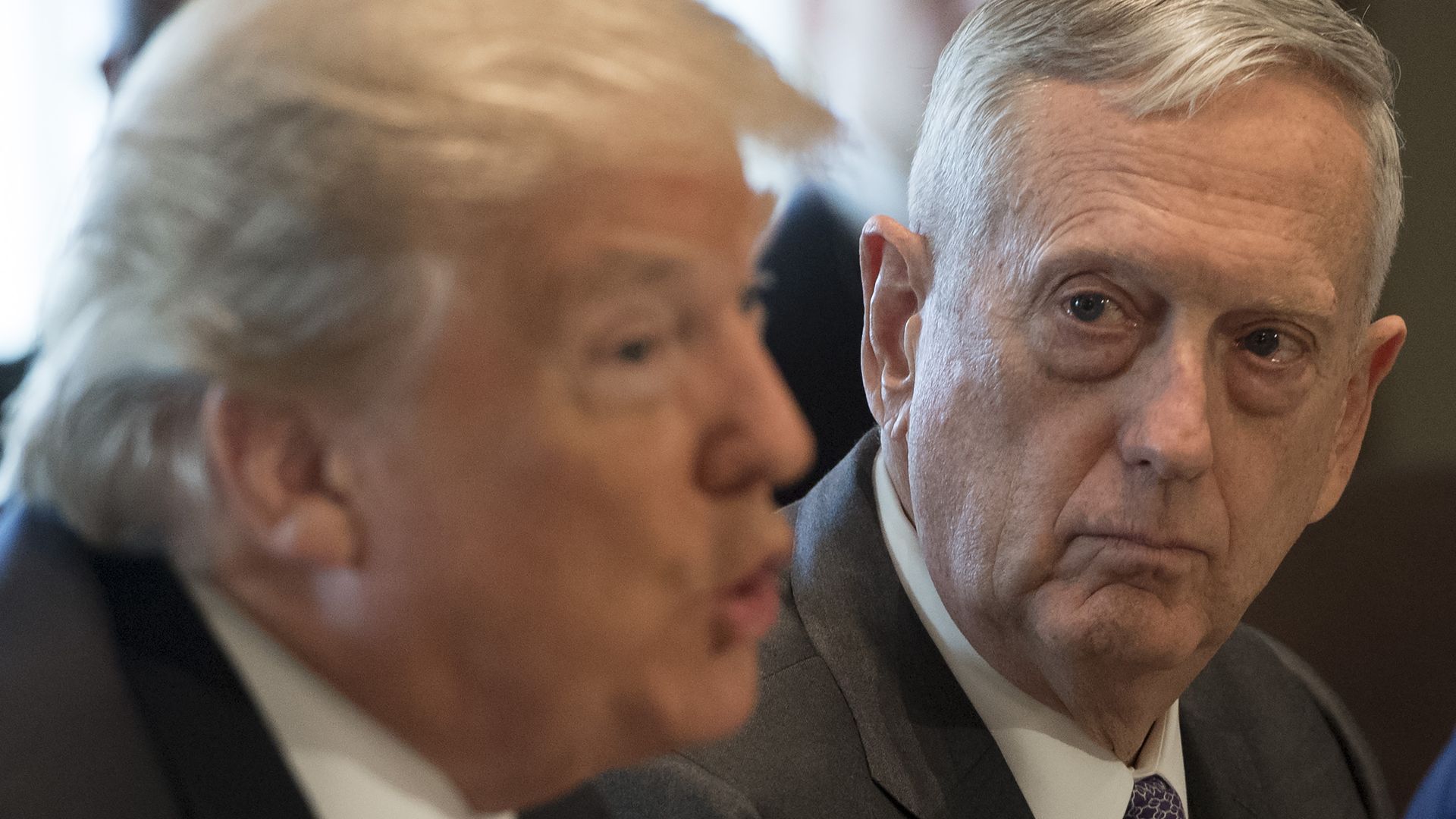 Defense Sec. Mattis listens to President Trump during a cabinet meeting.