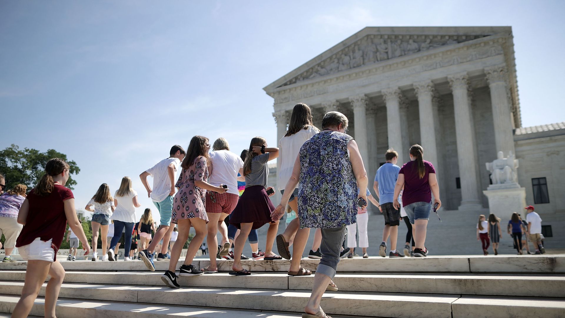 People walking in front of the Supreme Court