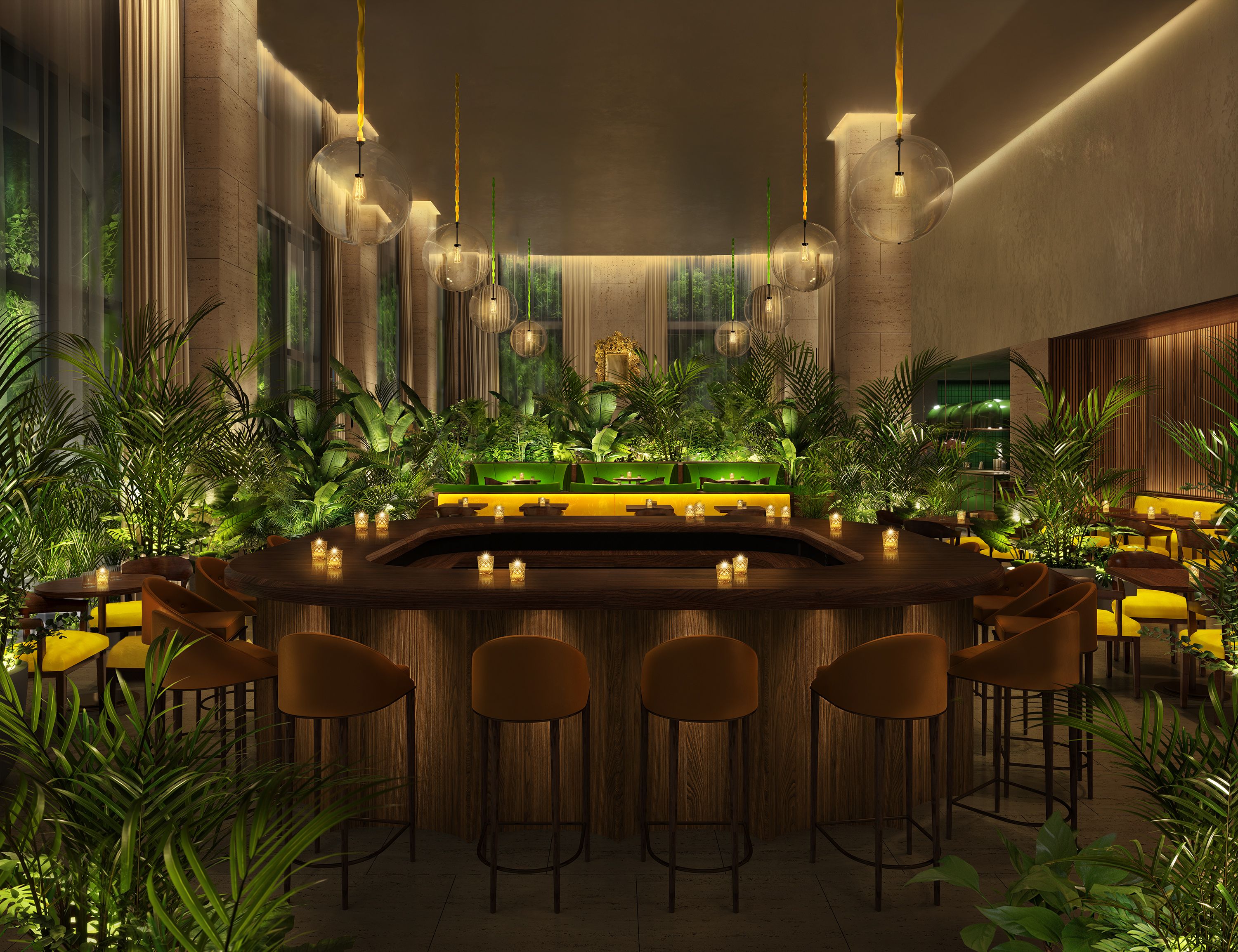 the first floor lobby and Residences at Tampa EDITION.