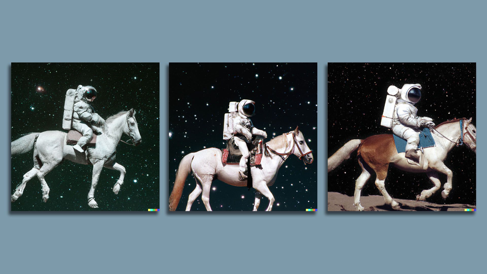 Images generated by DALL-E 2 in response to the prompt "astronaut riding a horse." Credit: OpenAI
