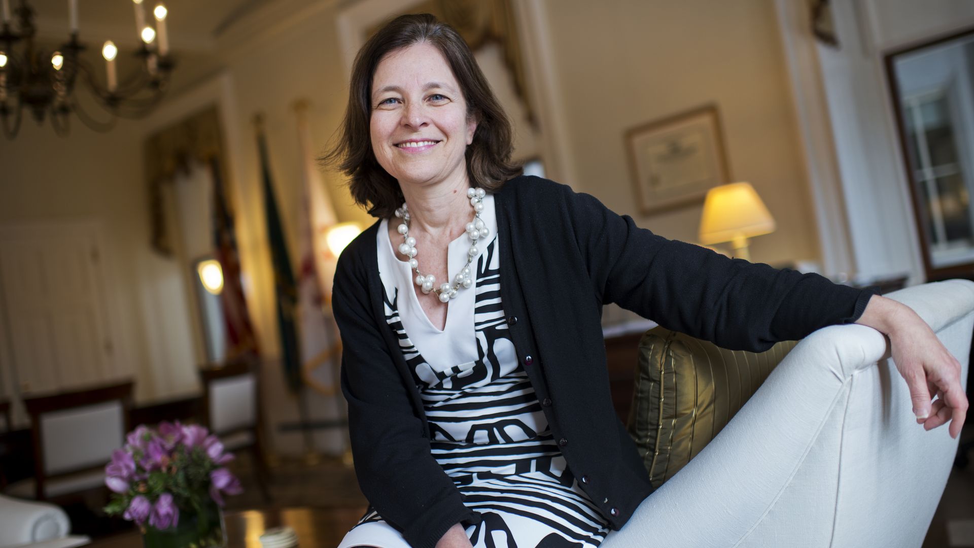Sarah Bloom Raskin is seen posing for a portrait.