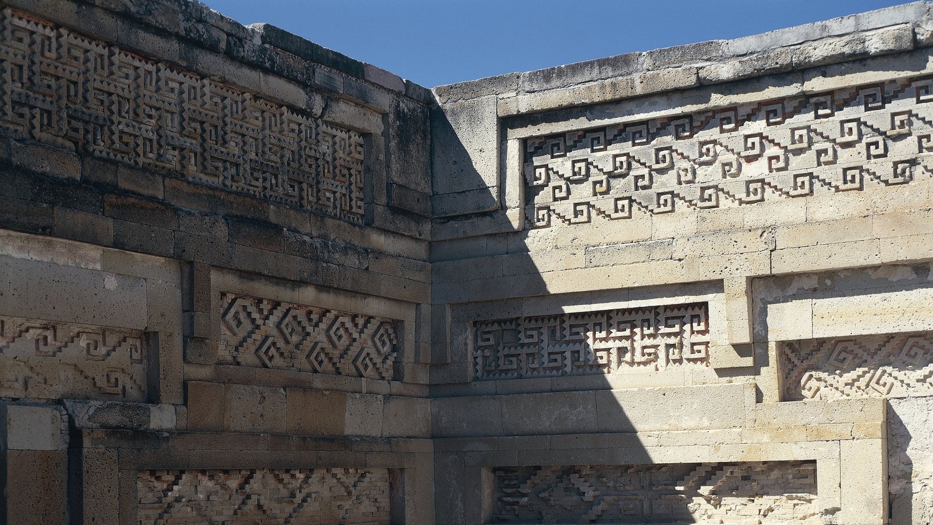 Geometric engravings on a wall in the Palace of the Columns