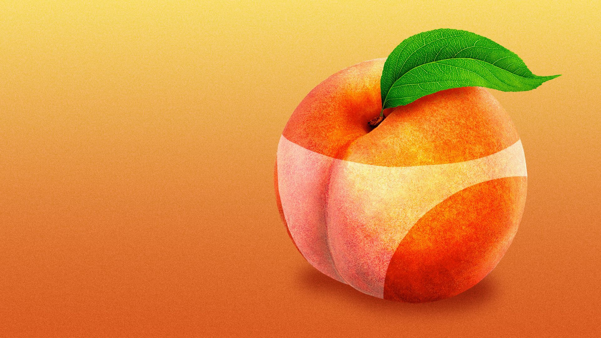 Illustration of a peach with a bikini tan line.