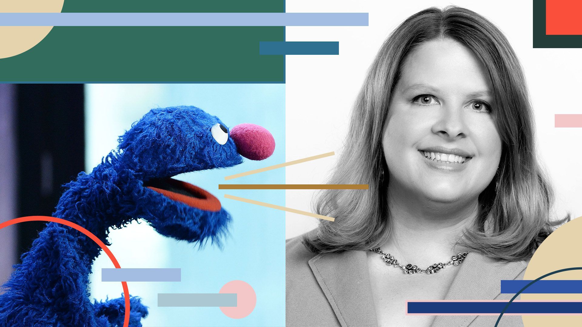 Photo Illustration of Alison Bryant and Grover.