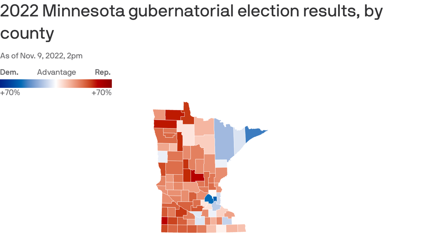 Interactive map Minnesota governor's race election results by county