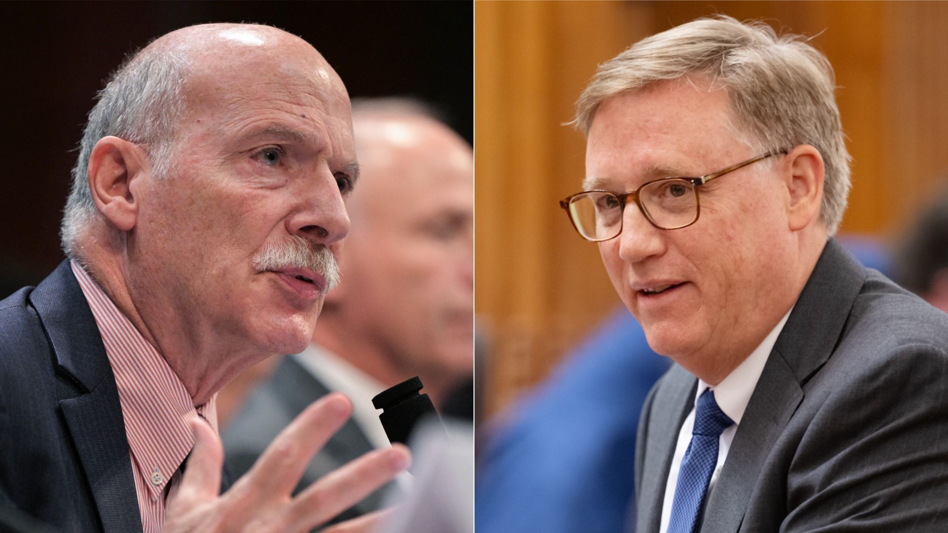A close-up of D.C. Council Chairman Phil Mendelson's head (left) in a photo montage with a close-up of Chief Financial Officer Glen Lee