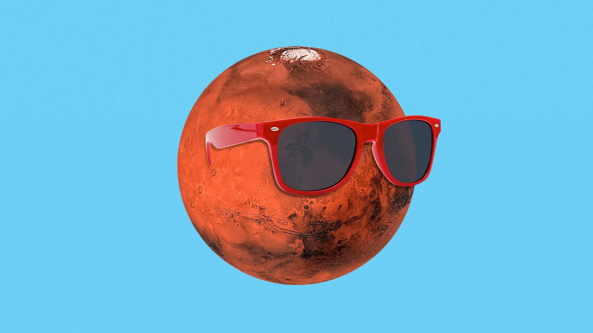 Illustration of Mars wearing sunglasses.