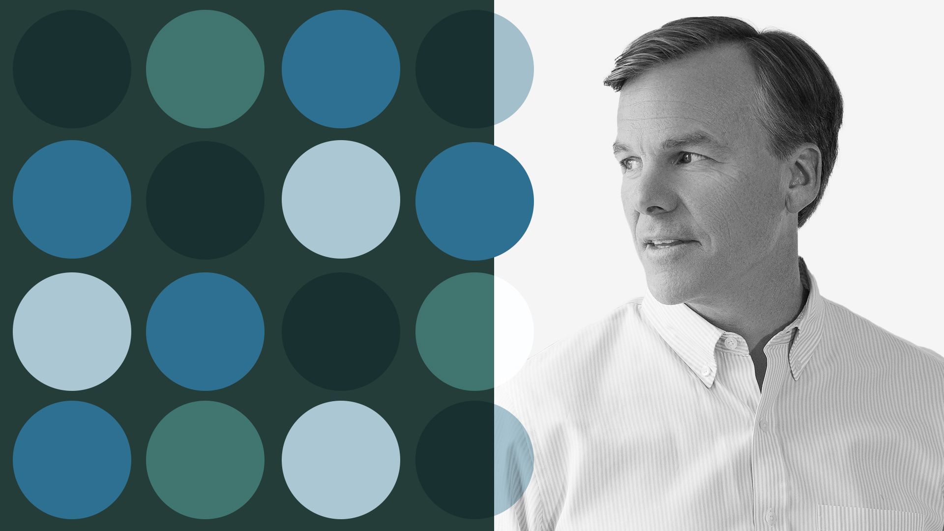 an illustration of Scott Tierney of Valo Ventures surrounded by colorful circles