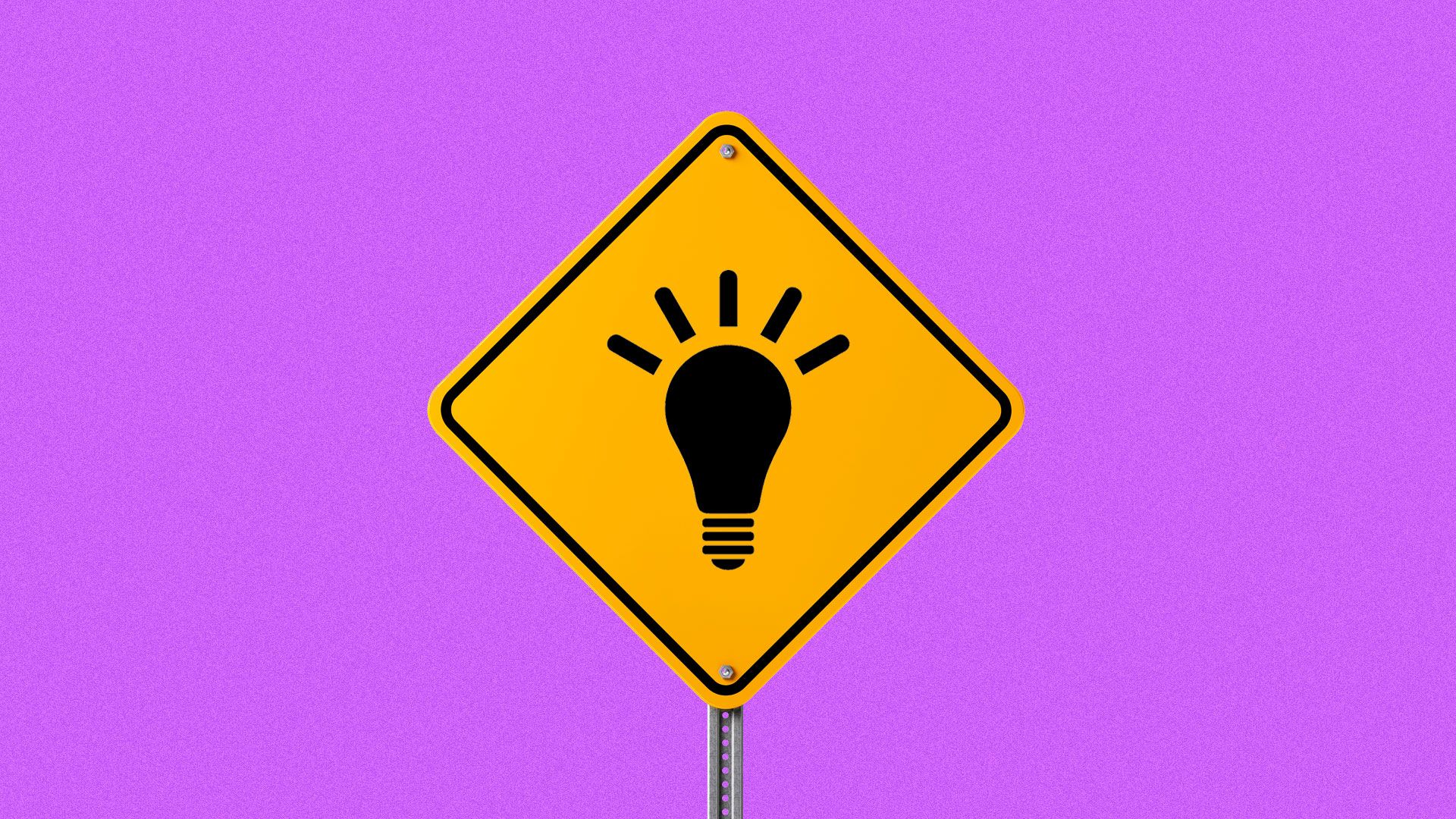 A road sign with an icon of a lightbulb