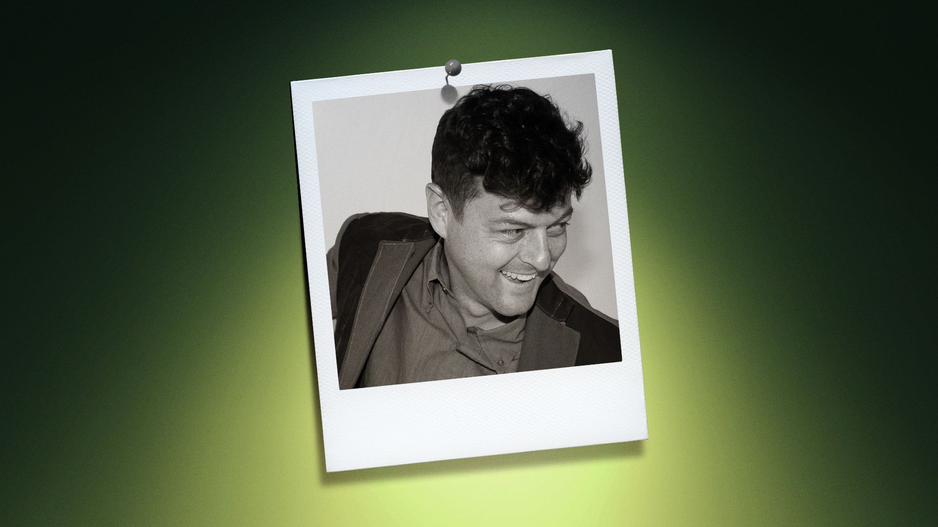 Photo illustration of Victor Lytvinenko in a polaroid frame.