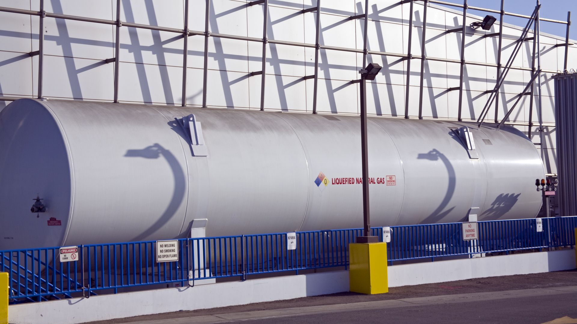 Liquified Natural Gas (LNG) refueling station at Big Blue Bus Terminal. Santa Monica, Los Angeles, California,