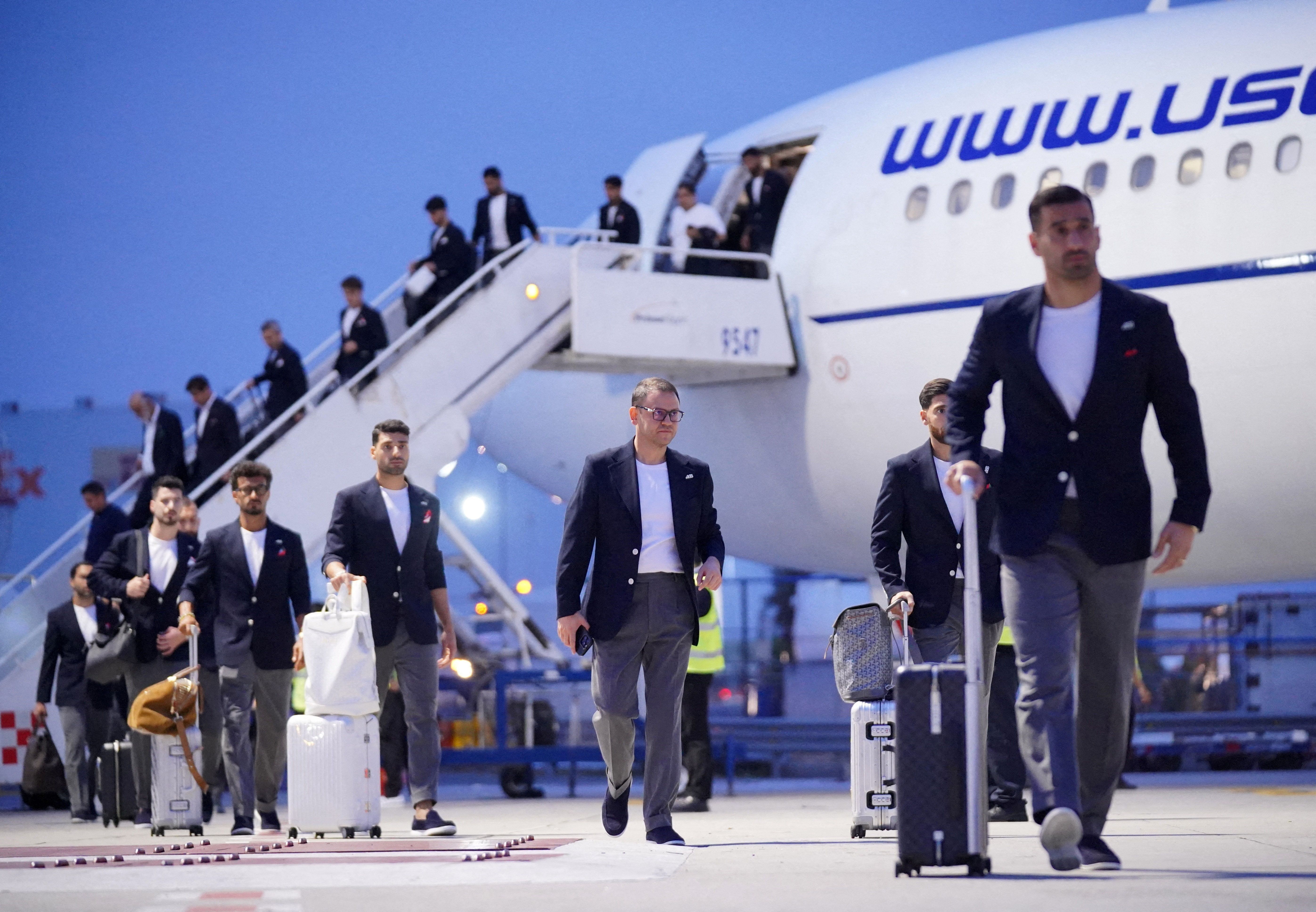 Iran's Mehdi Taremi and Alireza Jahanbakhsh arrive with the team in Tijuana ahead of the World Cup.