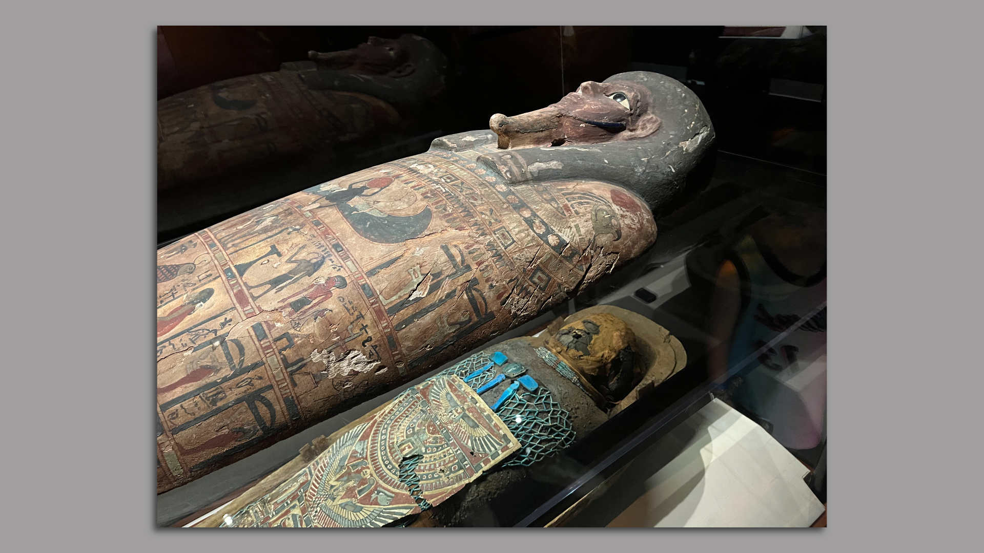 A mummy is pictured at an exhibit.