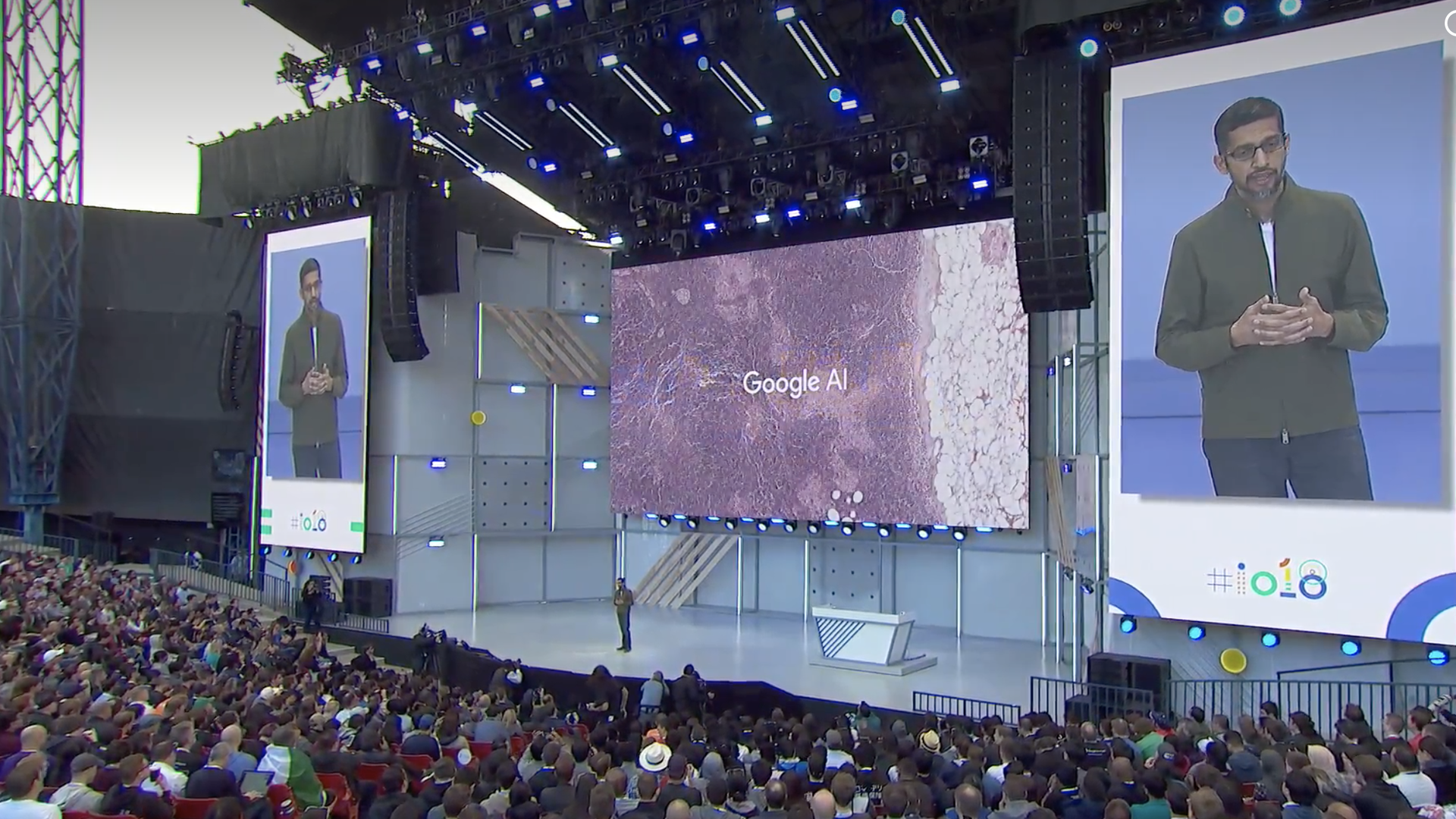 Google CEO Sundar Pichai at Google I/O 2018.