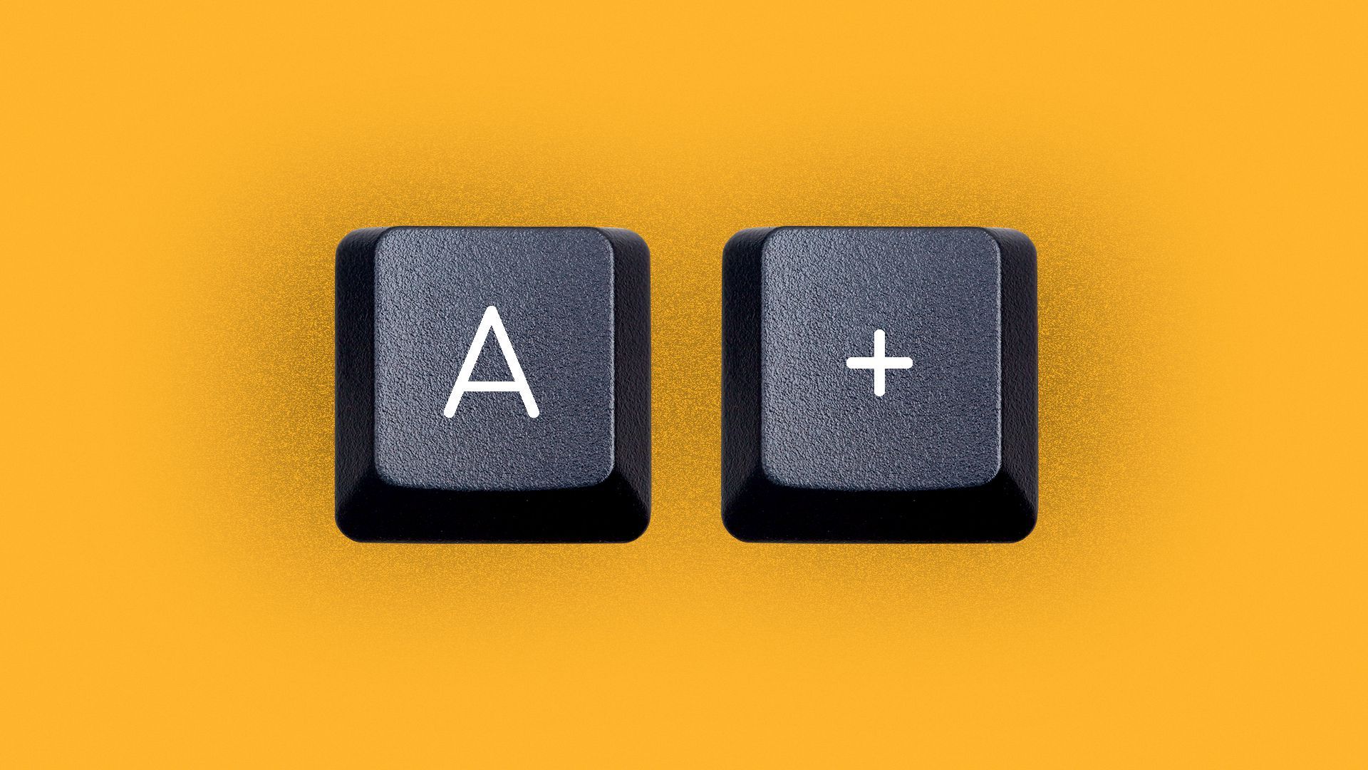 Illustration of computer keys spelling out "A+"