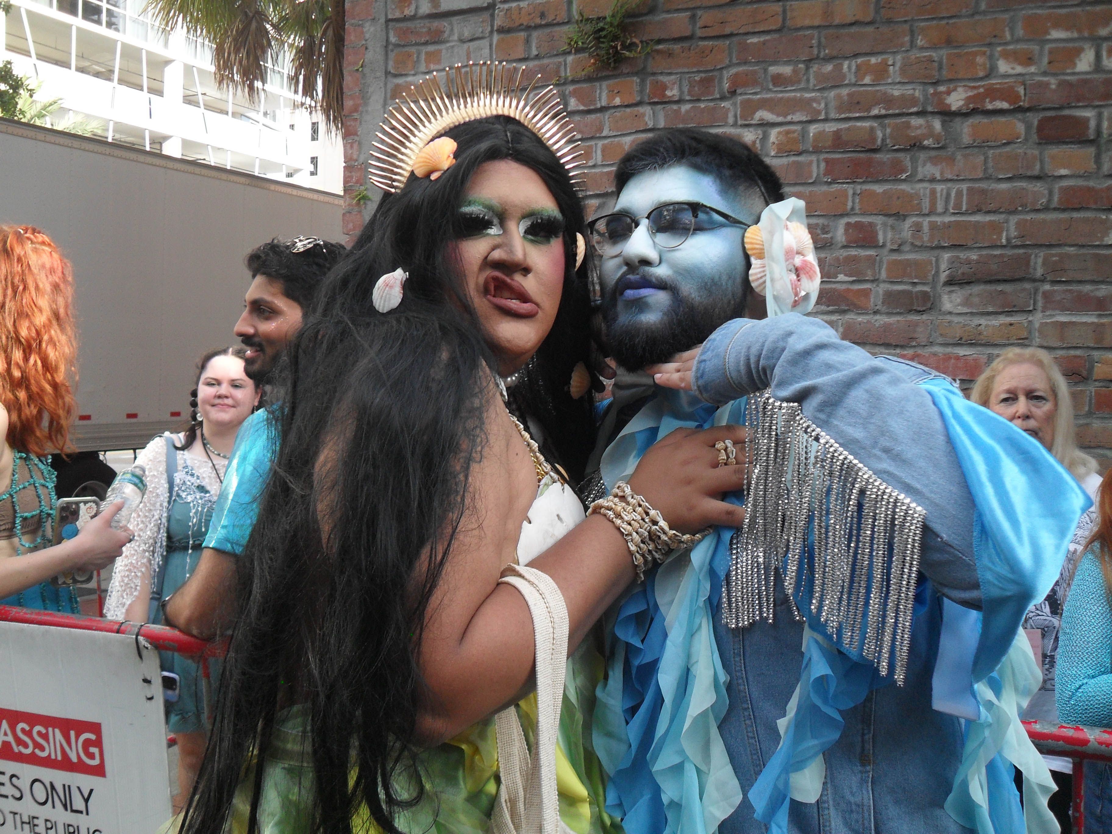 Two Chappell Roan fans pose outside Jannus Live