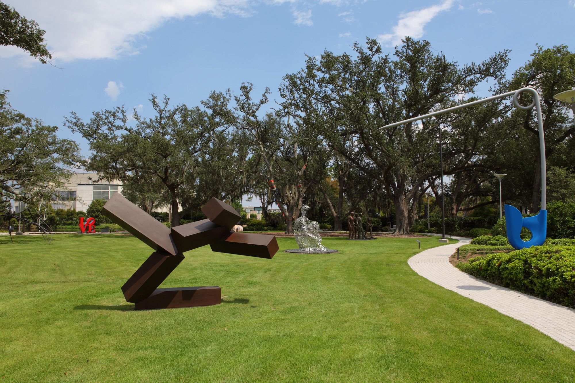 Photo shows art at the Besthoff Sculpture Garden in New Orleans