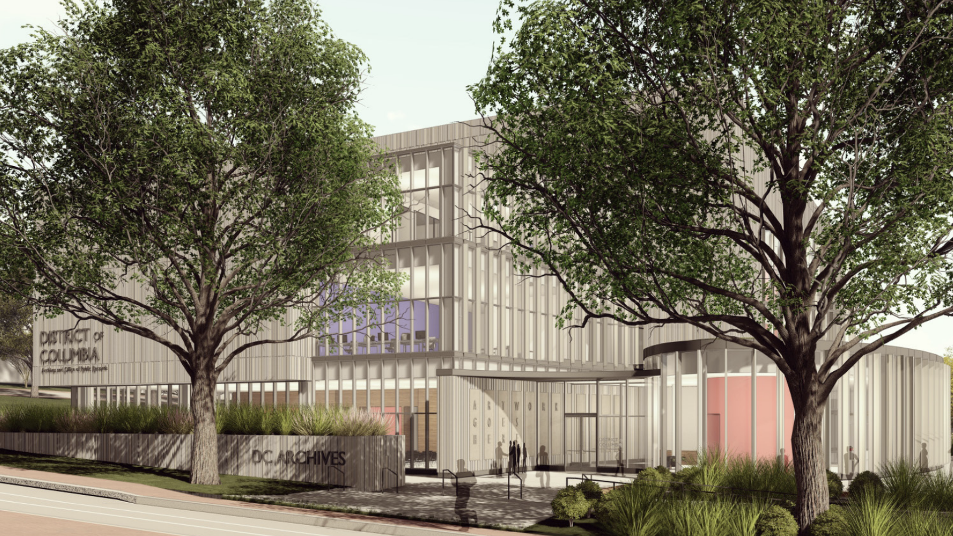 A rendering of the D.C. archives building