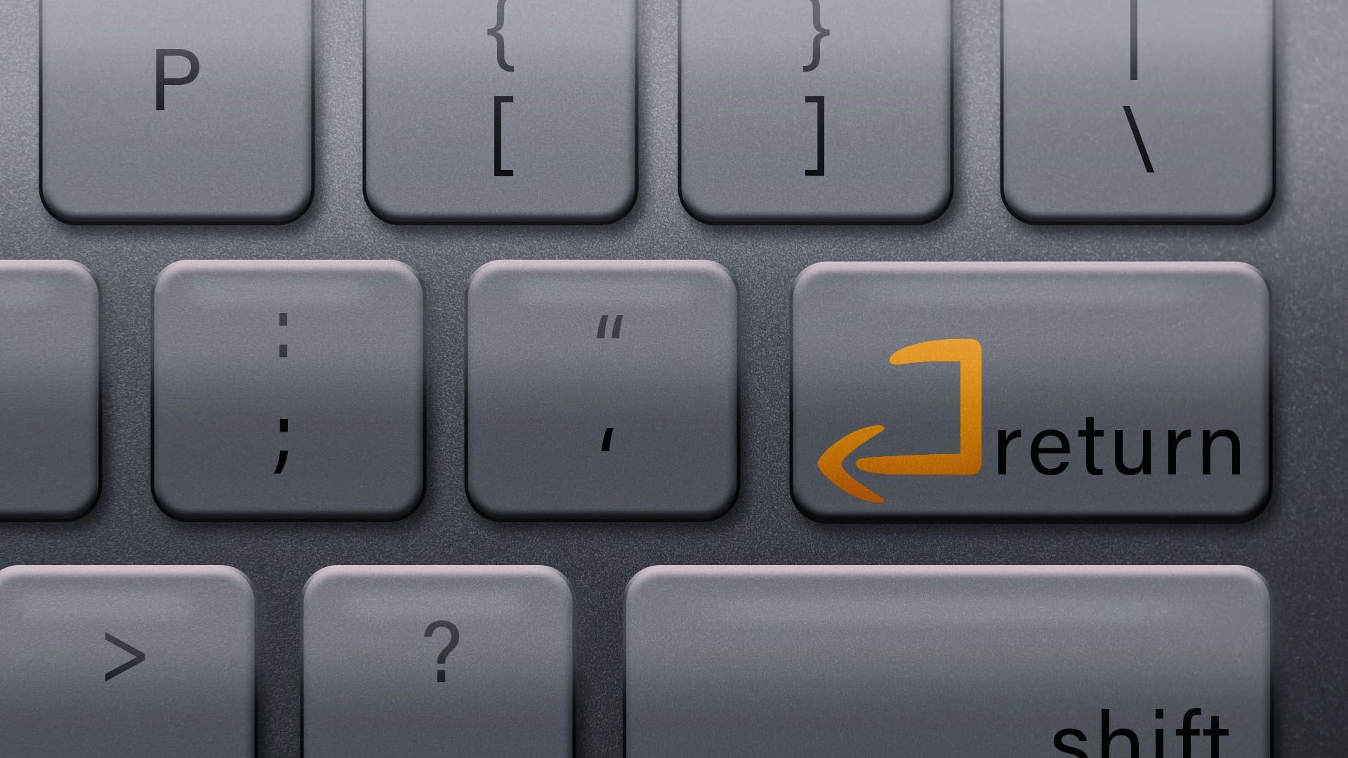 Illustration of a keyboard with the Amazon smile logo in the shape of a return symbol