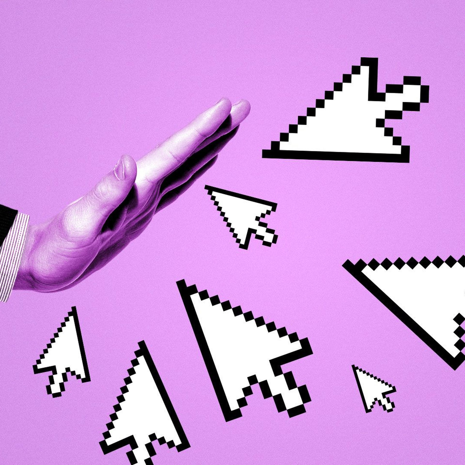 Illustration of hand stopping arrow cursors