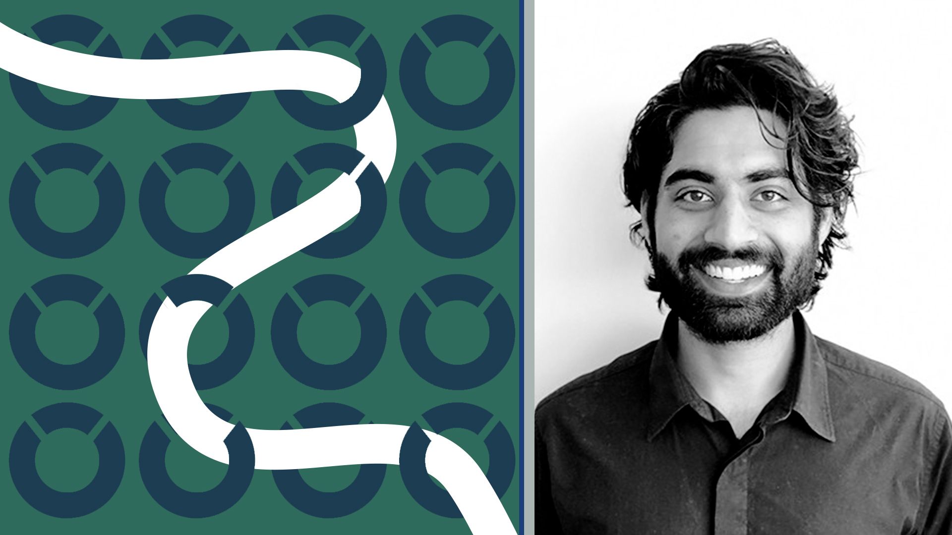 Photo illustration of Amol Parikh, surrounded by deconstructed Doodle Labs logos. 