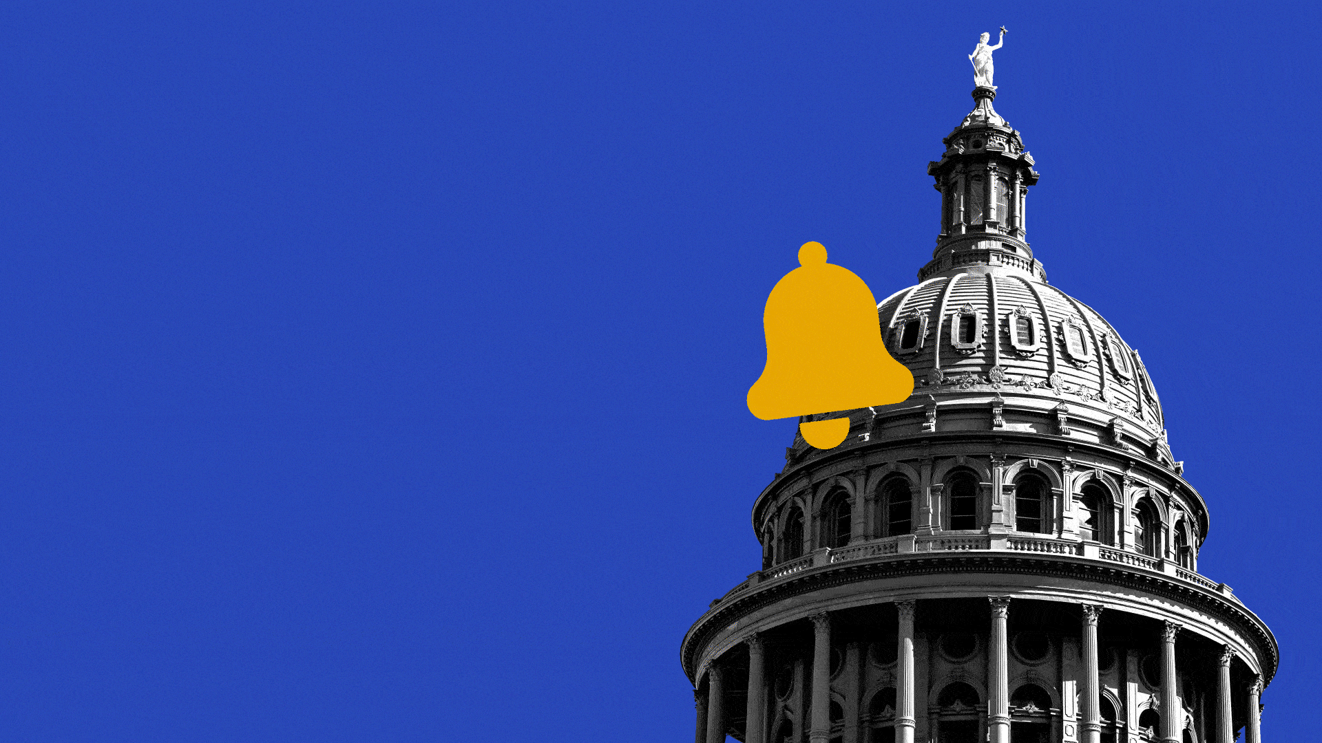 Illustration of a notification on the Texas State Capitol building.