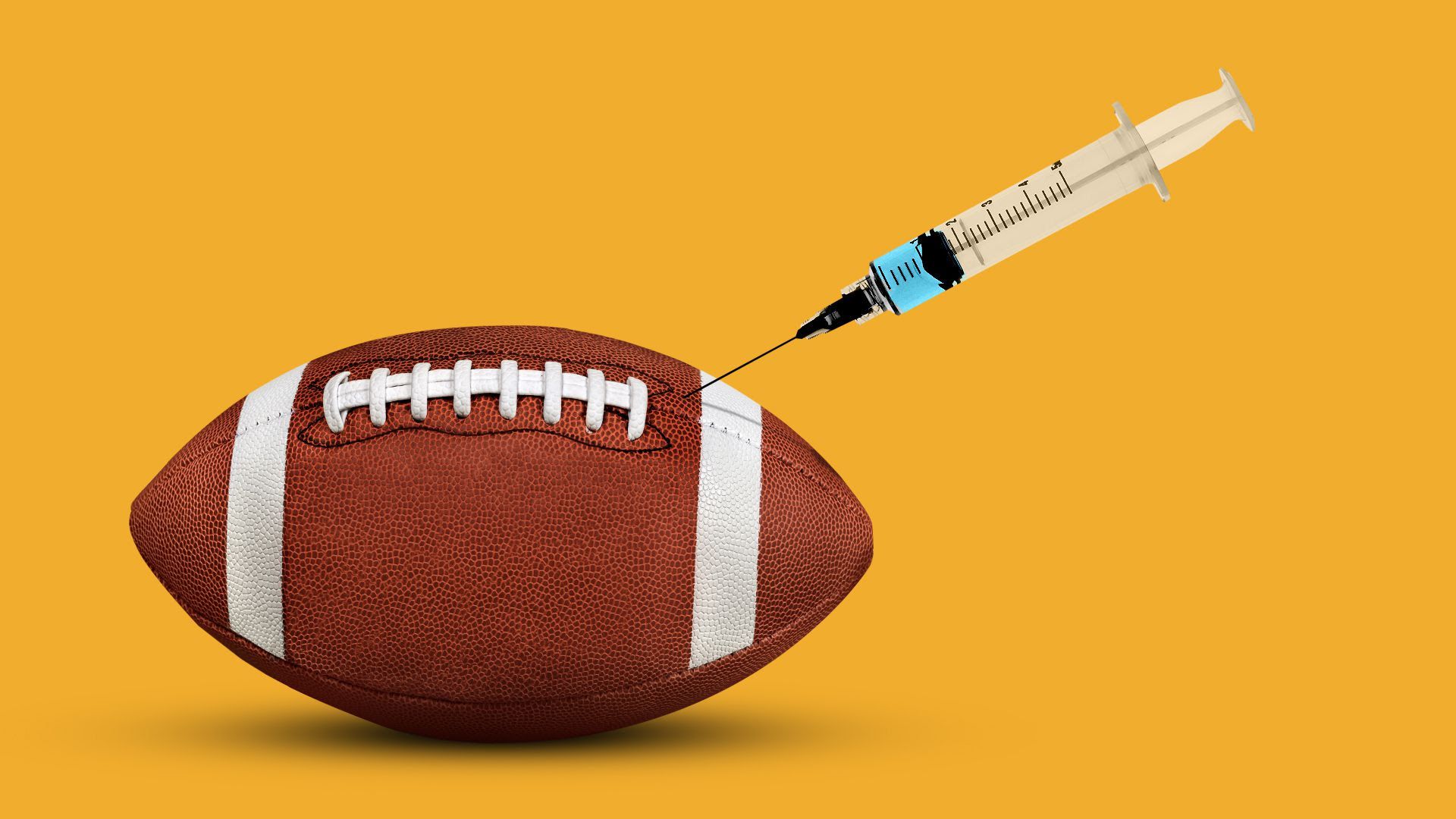 Soccer ball with a syringe