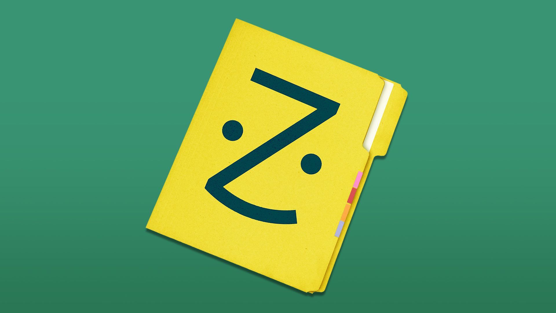 Illustration of a bright yellow manila folder with the Zocdoc logo printed on front.