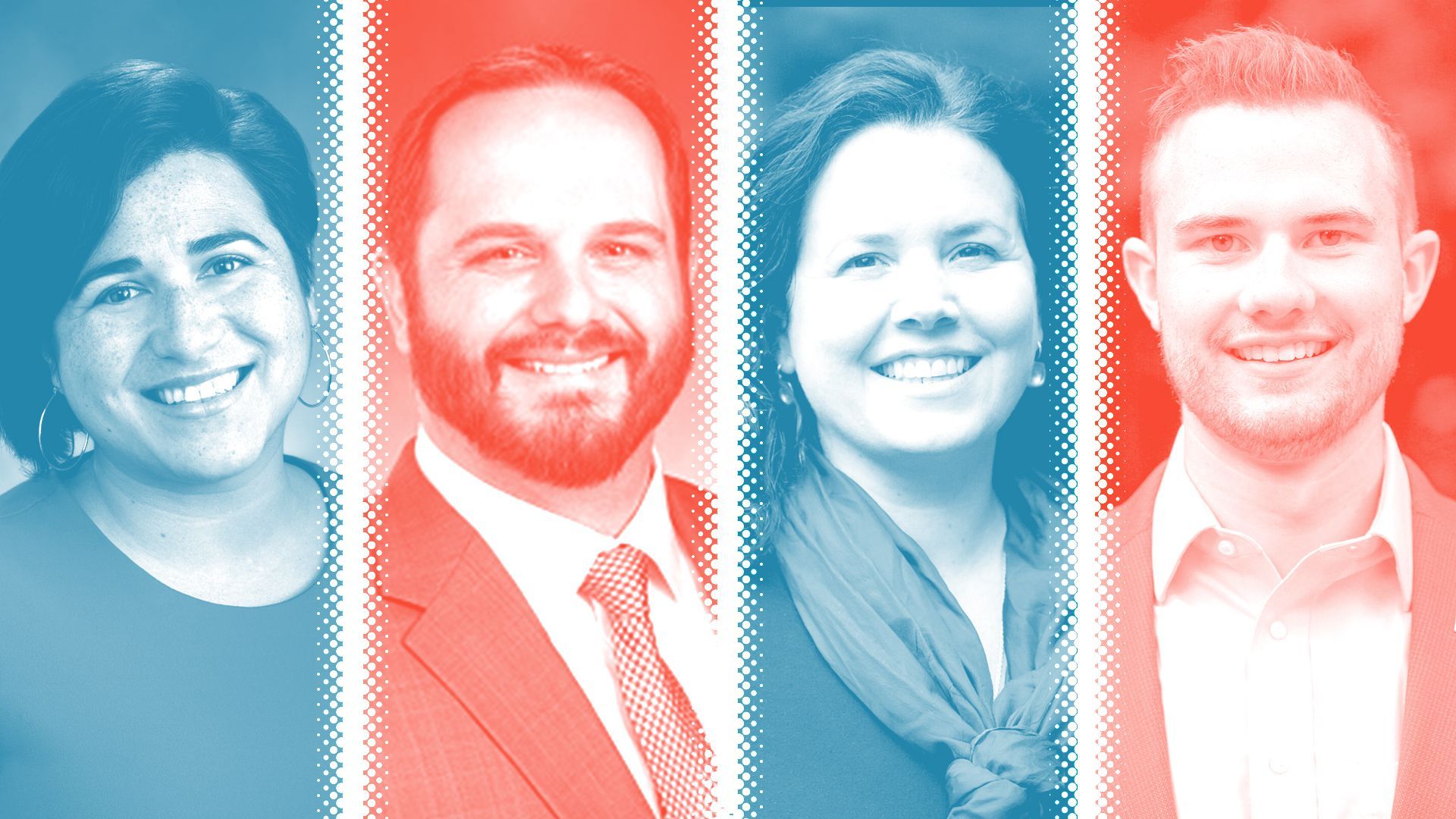 Photo illustration of Emily Randall, Jesse Young, Sharon Shewmake, and Simon Sefzik.