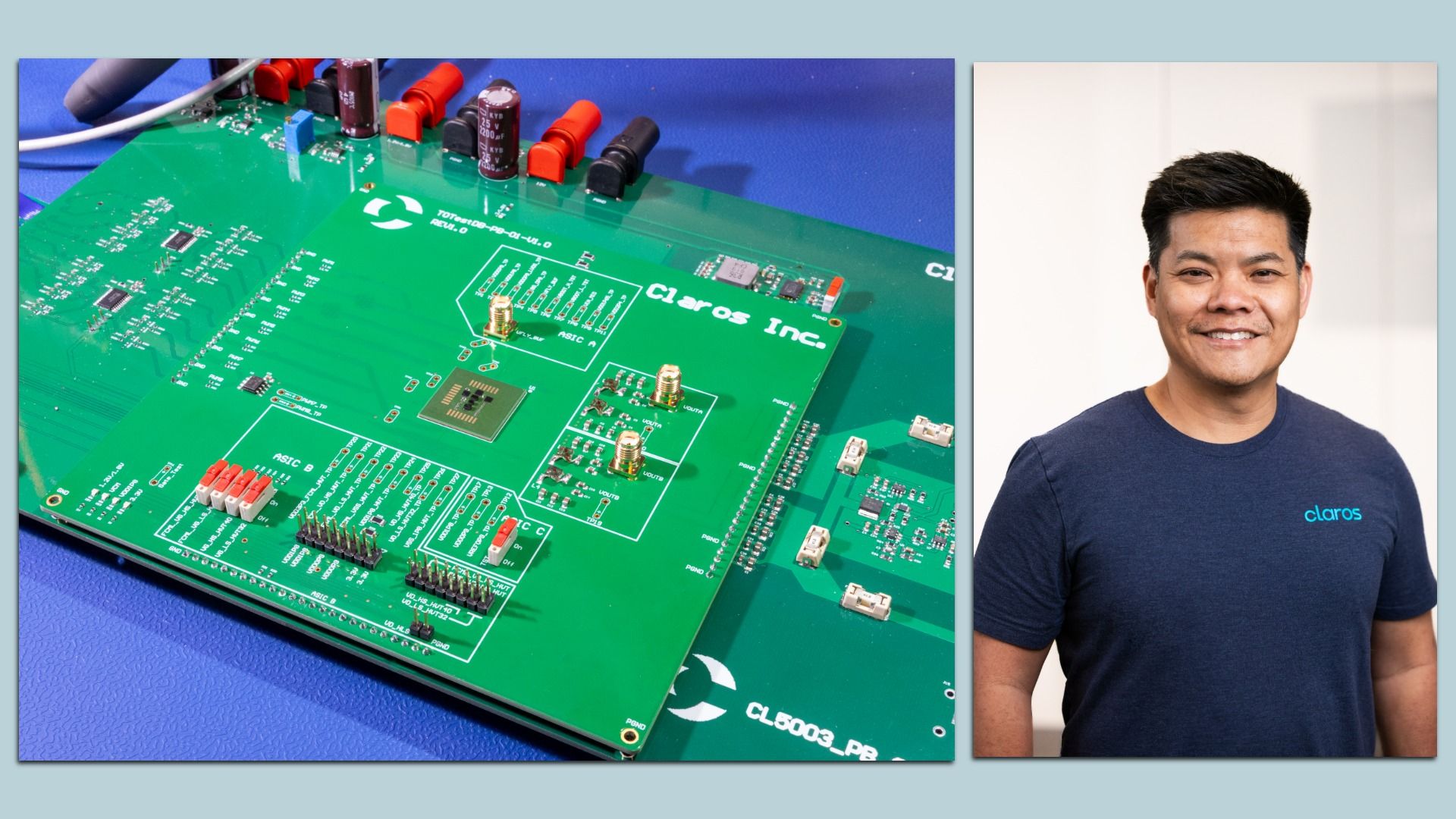 Photo of a Claros voltage regulator and CEO Dan Kultran