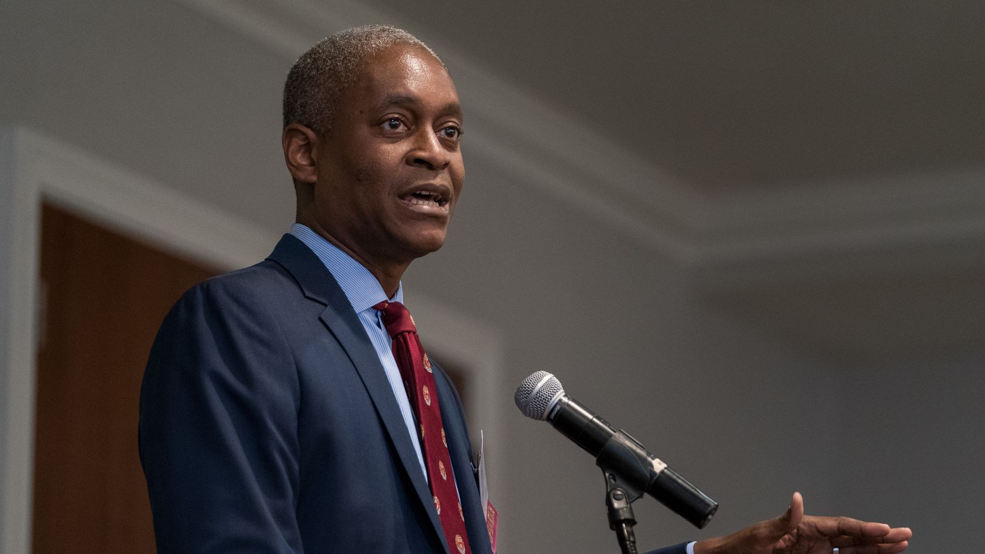 Raphael Bostic speaks to members of the Harvard Business School Club of Atlanta at the Buckhead Club in Atlanta, Georgia, U.S., on Wednesday, Feb. 19, 2020