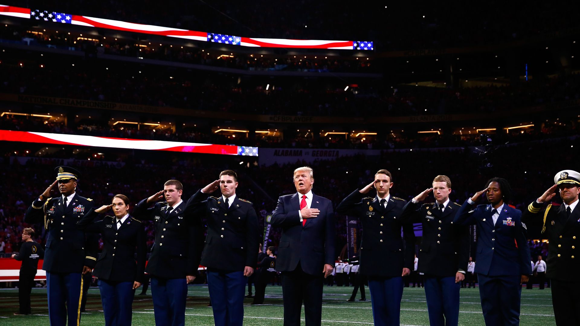 Trump Takes The Field At National Championship Game