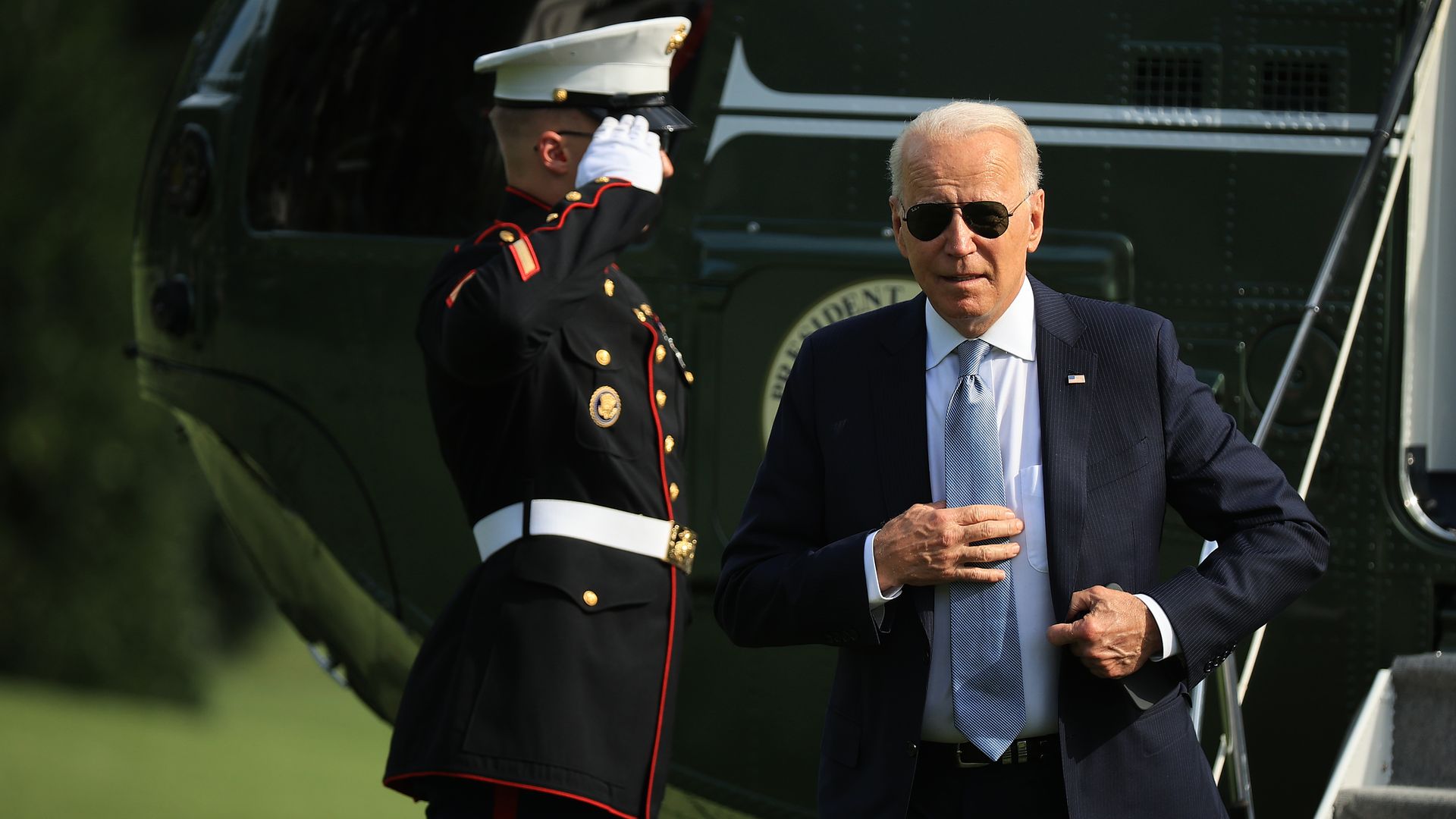 President Biden arriving at the White House from Marine One on July 13.