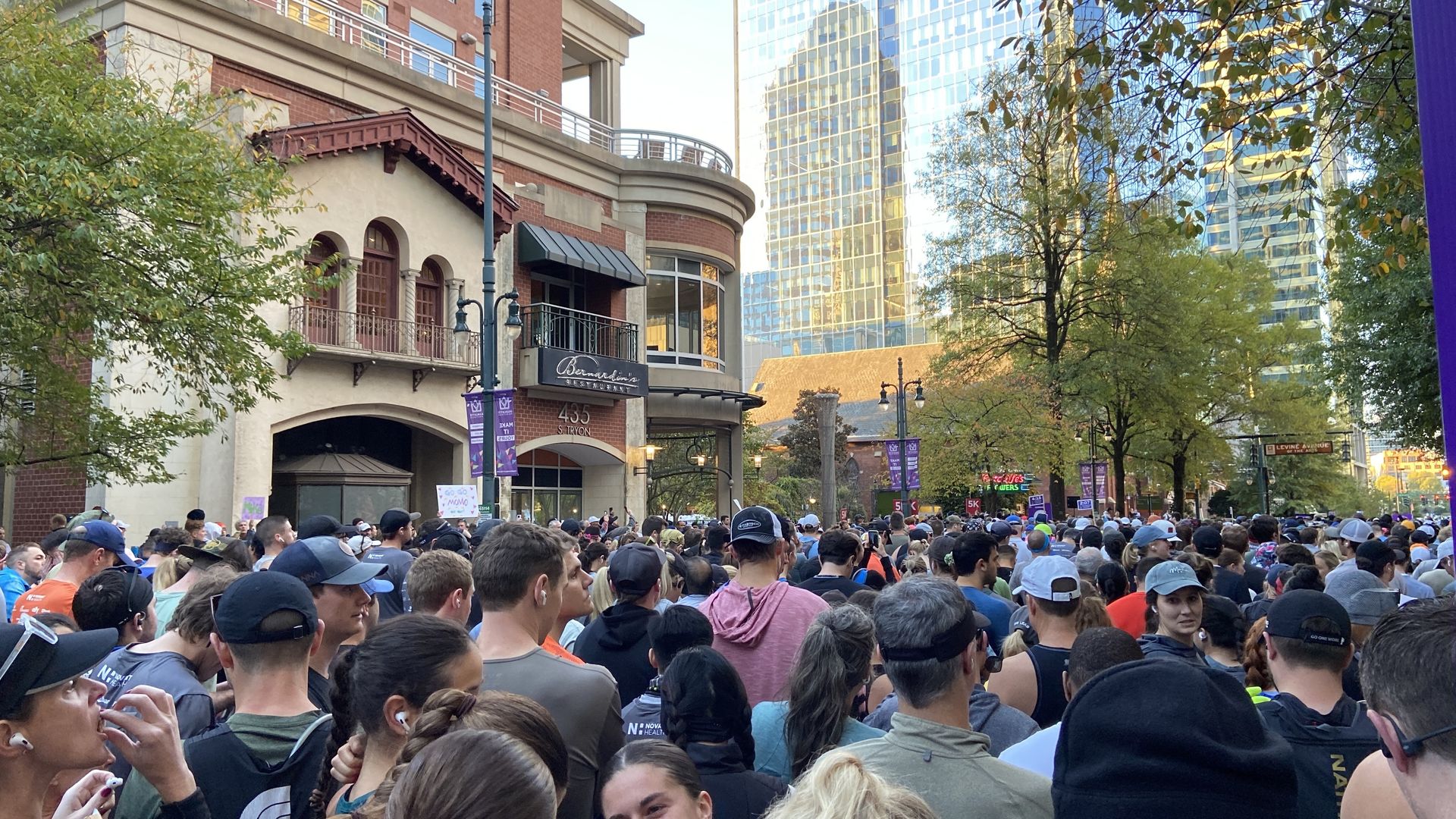 Thousands of runners fill Uptown for the Charlotte Marathon. 