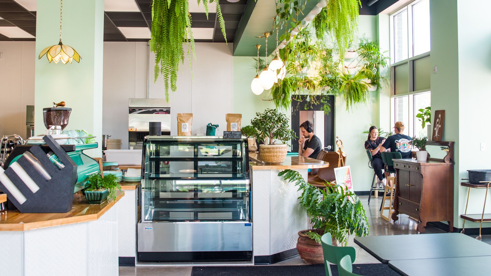 The interior of a Fiddlehead coffee shop in Minnesota.