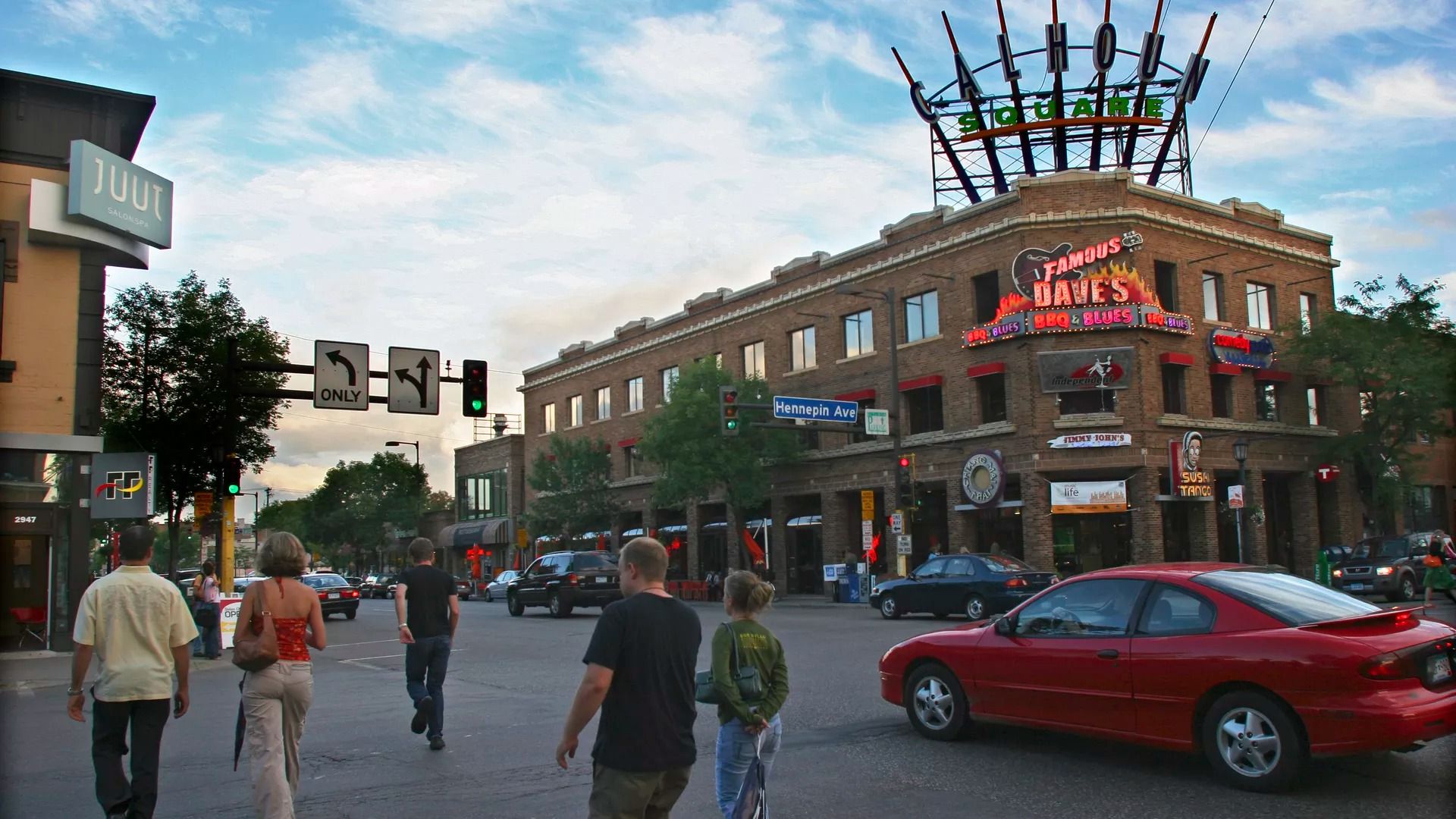The intersection of Hennepin Ave and Lake Street.