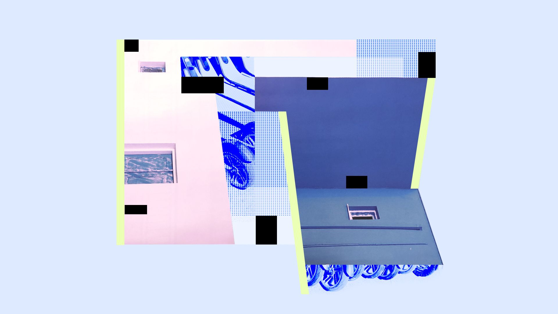 Illustration of a collage of architectural photos.