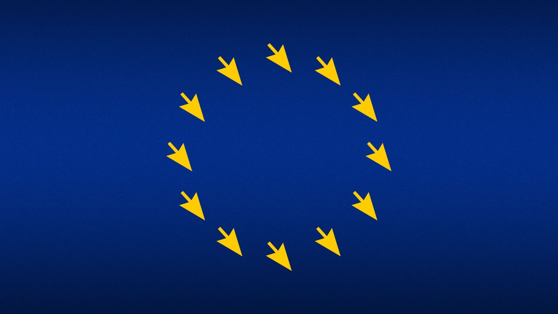 Illustration of the EU flag with downward facing cursor arrows in place of stars