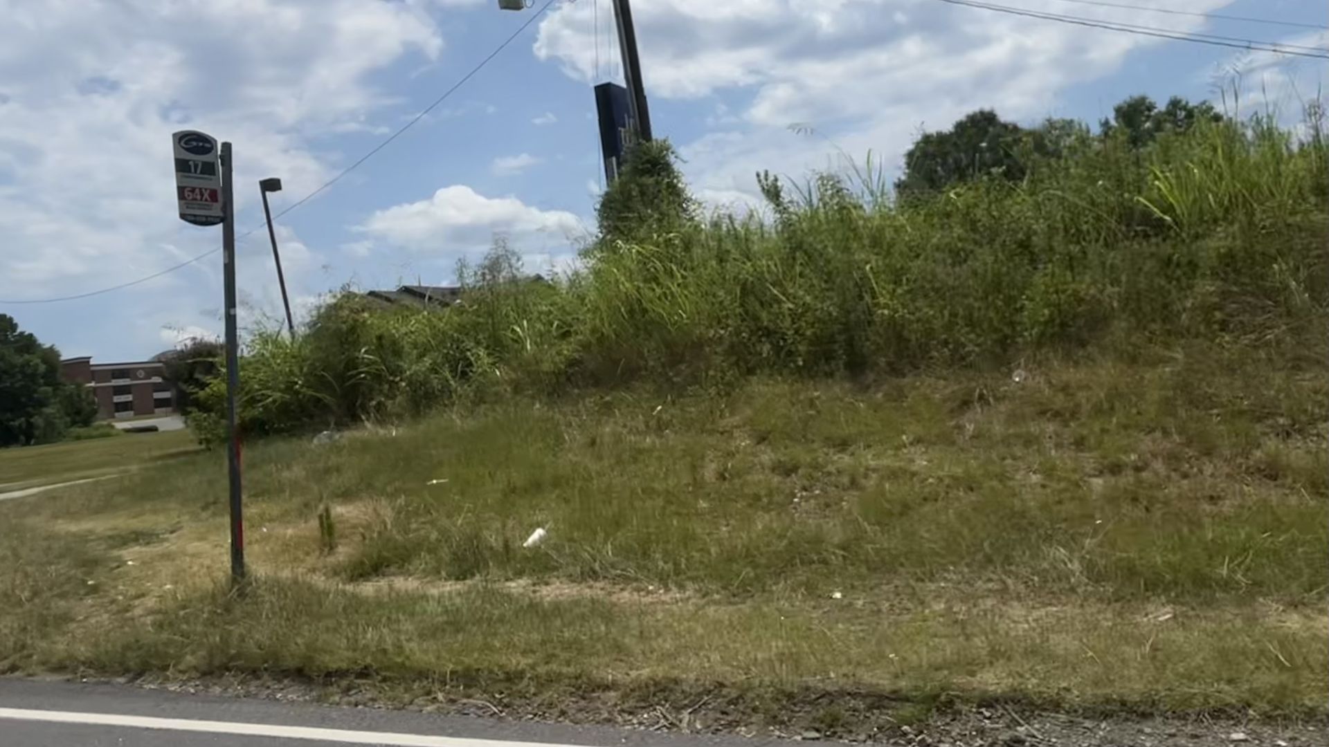 Bus sign in the grass