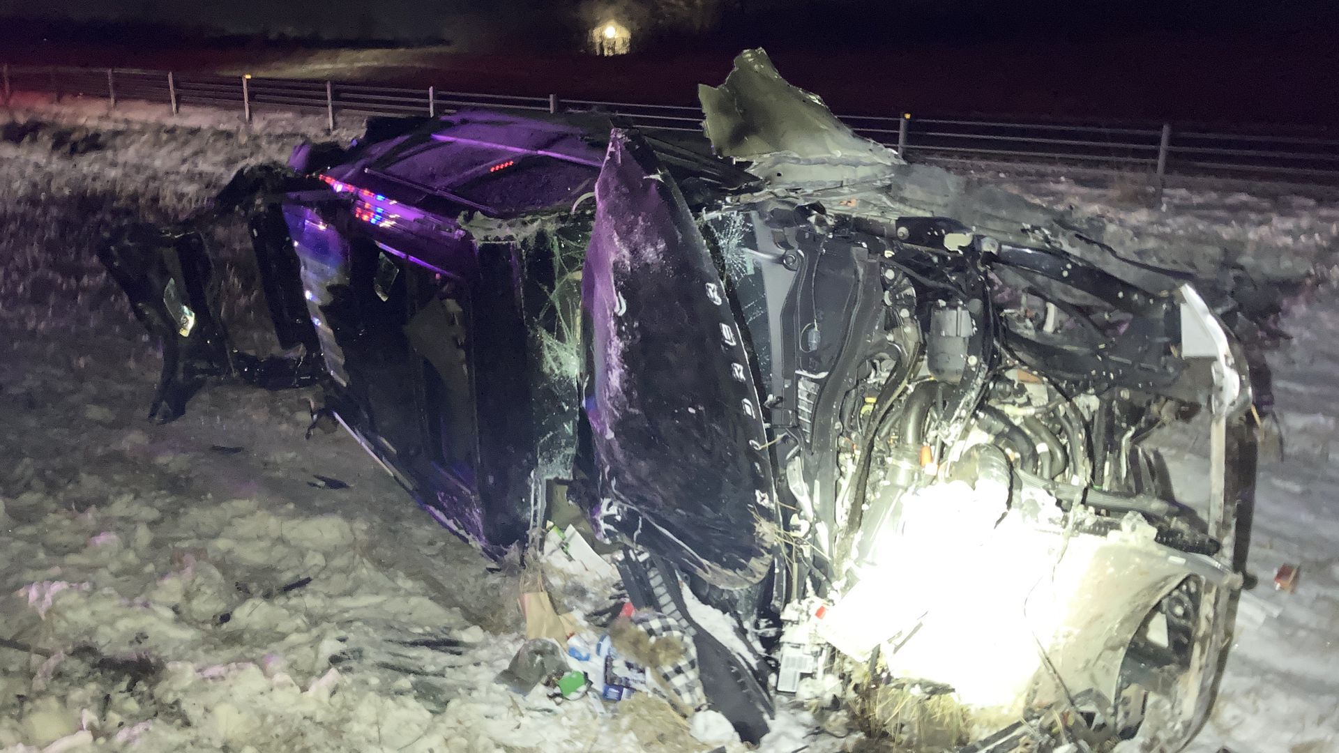 A photo of Hennepin County Sheriff David Hutchinson's government-owned SUV rolled on I-94.