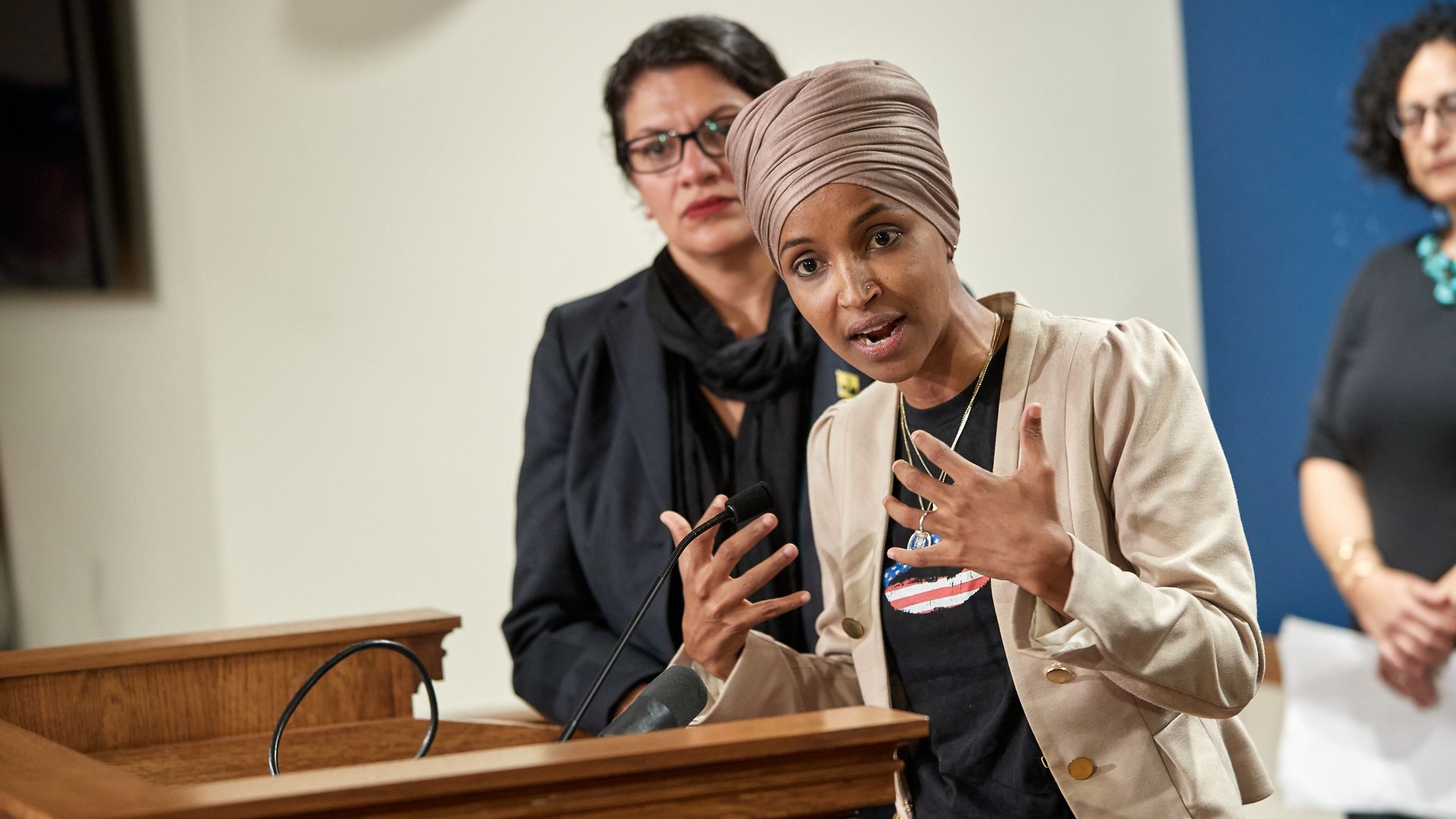 Ilhan Omar at a press conference