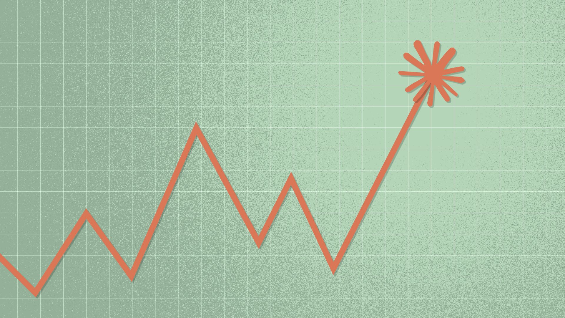 Illustration of the Anthropic logo as an arrow head on an upward trending market line. 