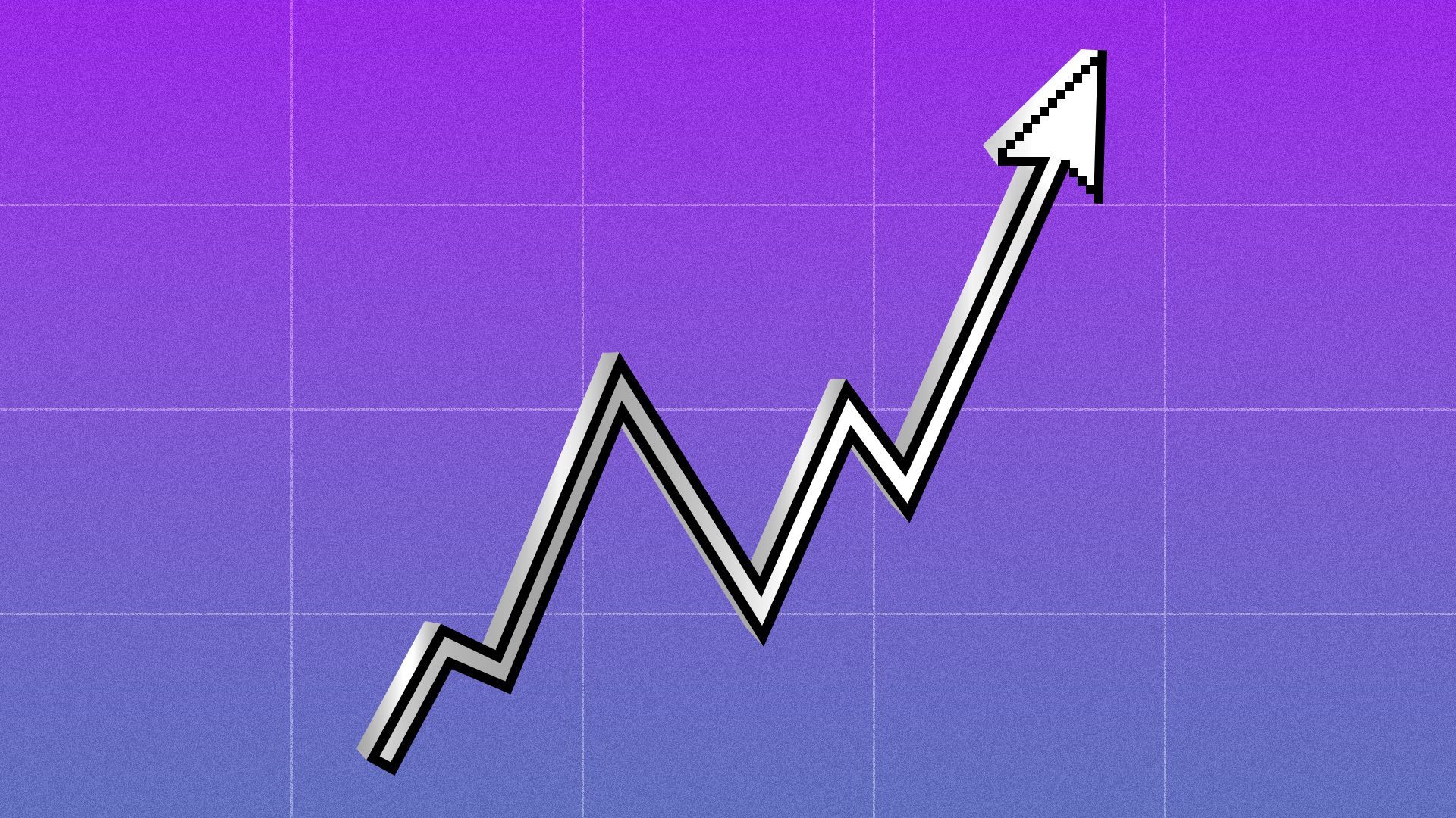 Illustration of a cursor arrow making a trending upward line