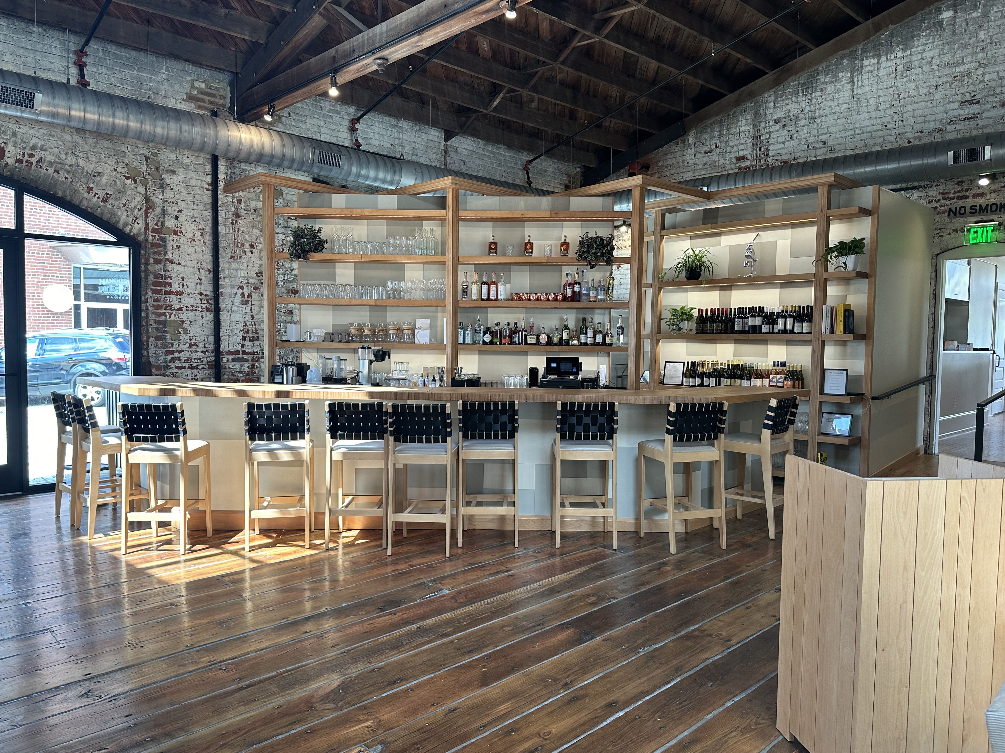 a bar with fun looking stools 