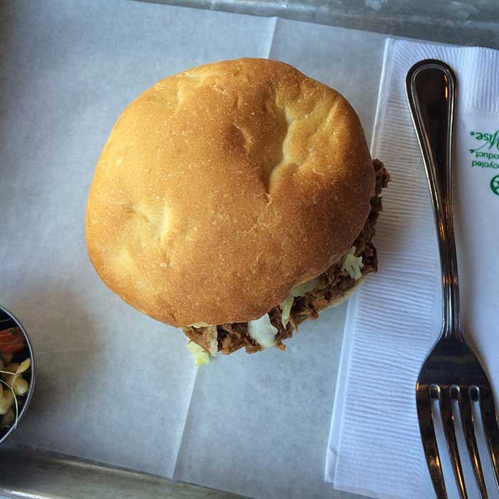 Pickled-Peach-Pulled-Chicken-Sandwich