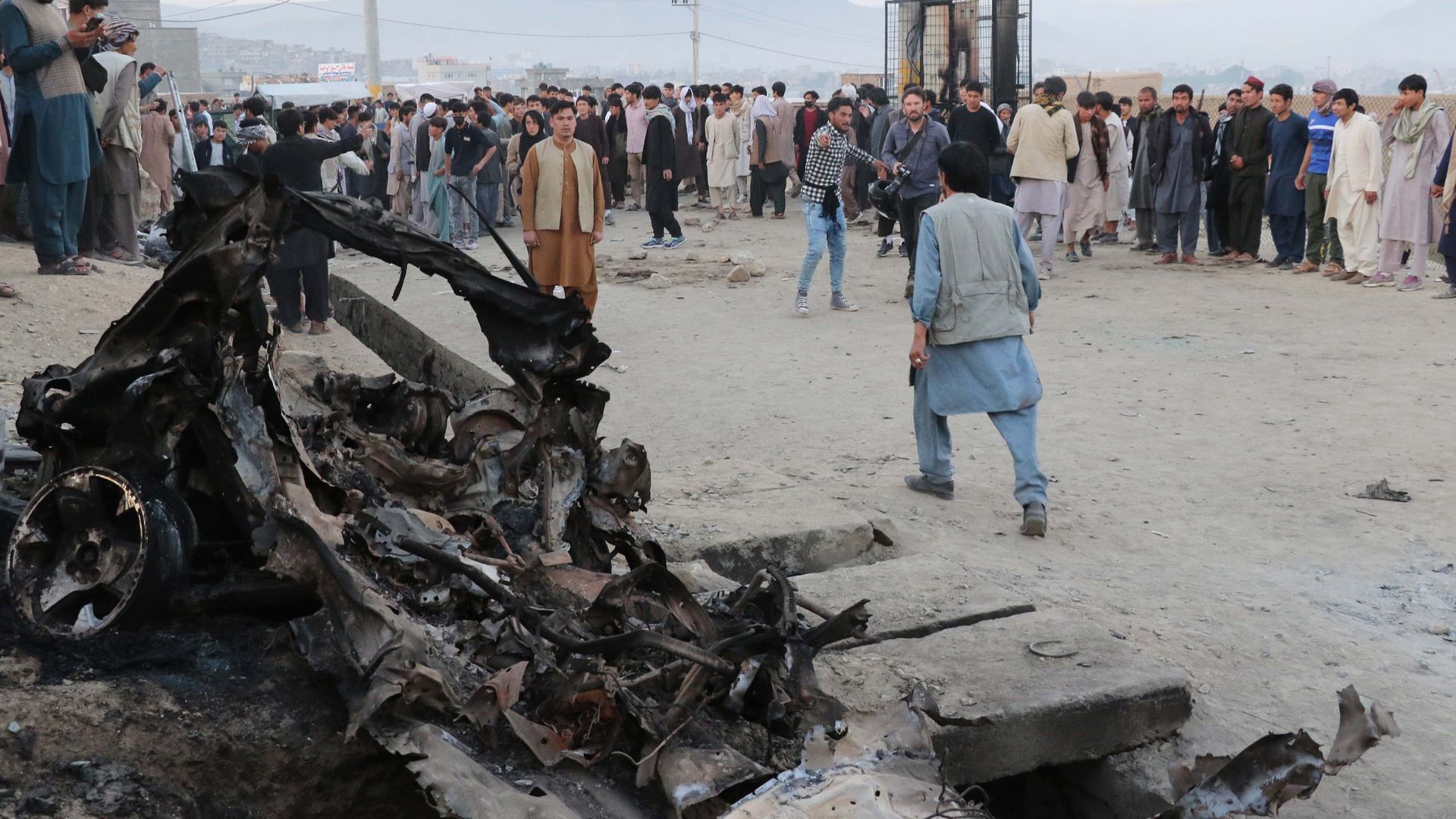  A view from the site after at least 30 people, mostly schoolgirls, have been killed in three back-to-back blasts targeting a school in Afghanistanâs capital Kabul on May 08, 2021.