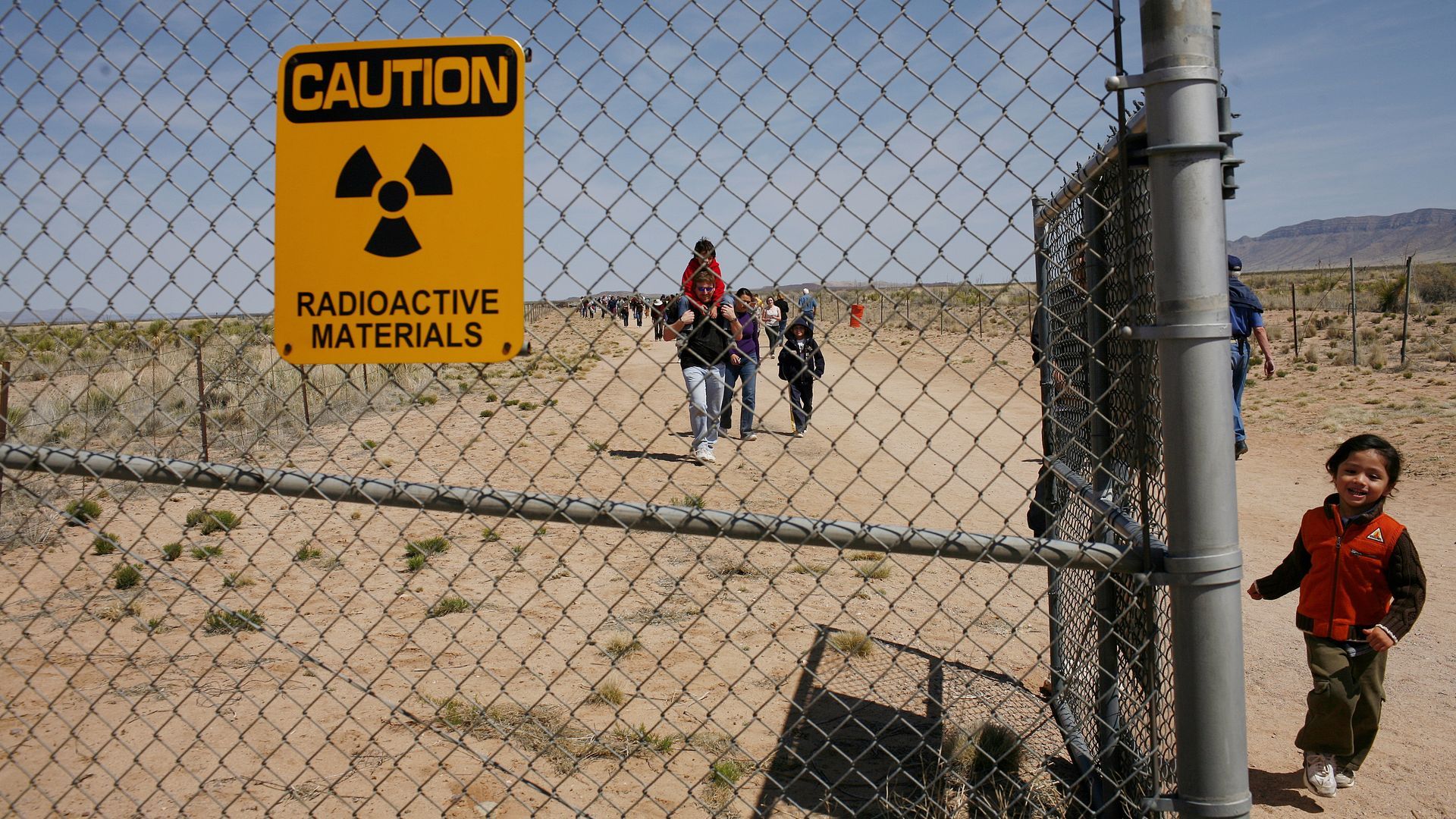 Tourists visit the Trinity Site, which is where the U.S. military first detonated the world's first atom bomb in July of 1945, in the desert of New Mexico. Photo: Andrew Lichtenstein/Corbis via Getty Images