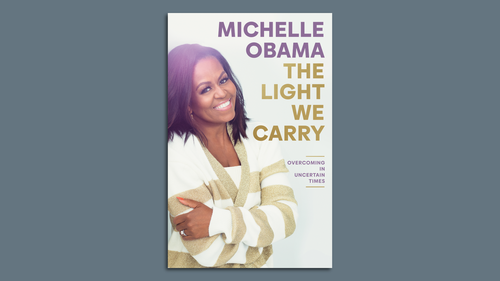 A woman in a sweater with her arms crossed on a book cover