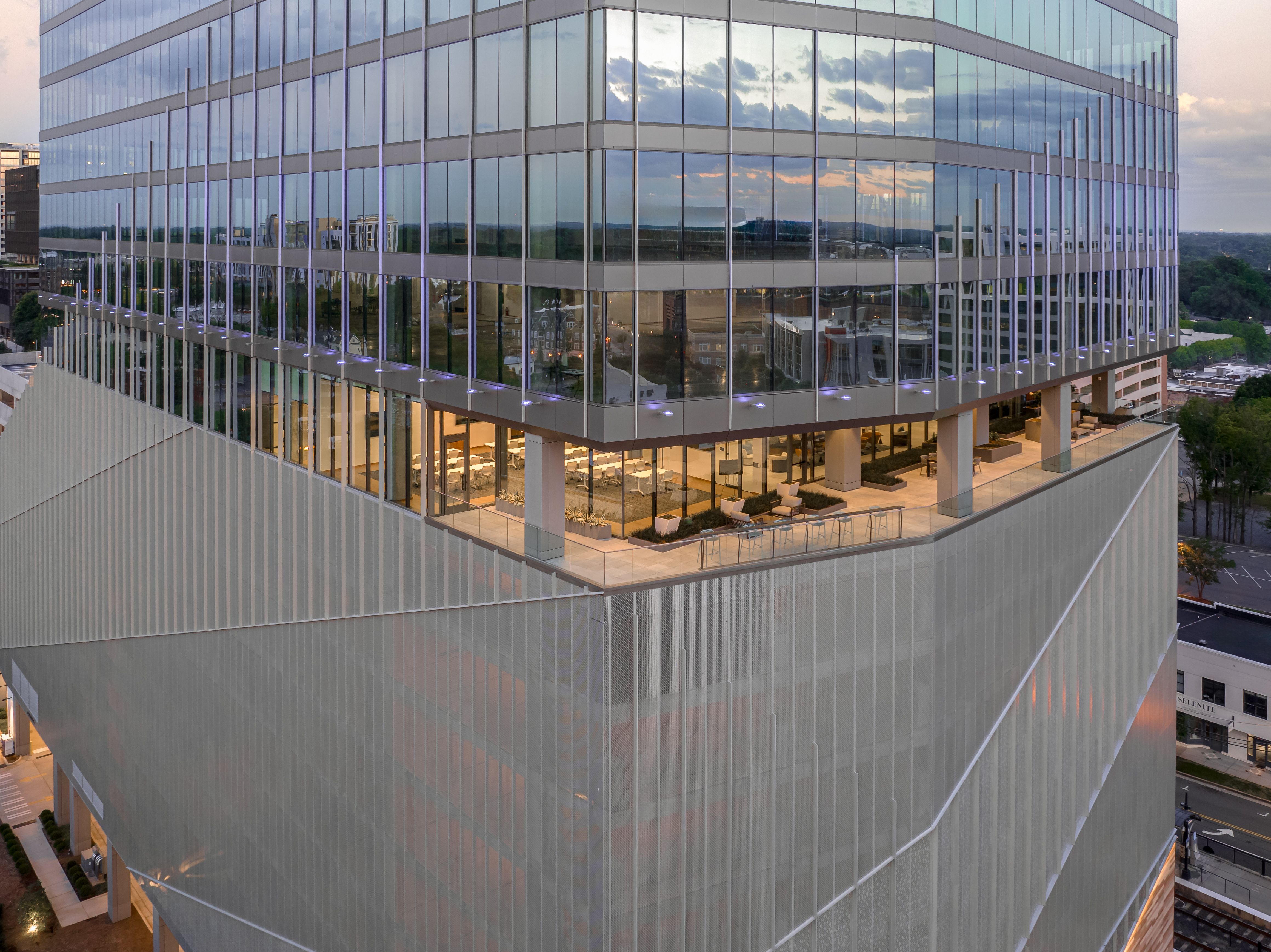 A patio on an office tower