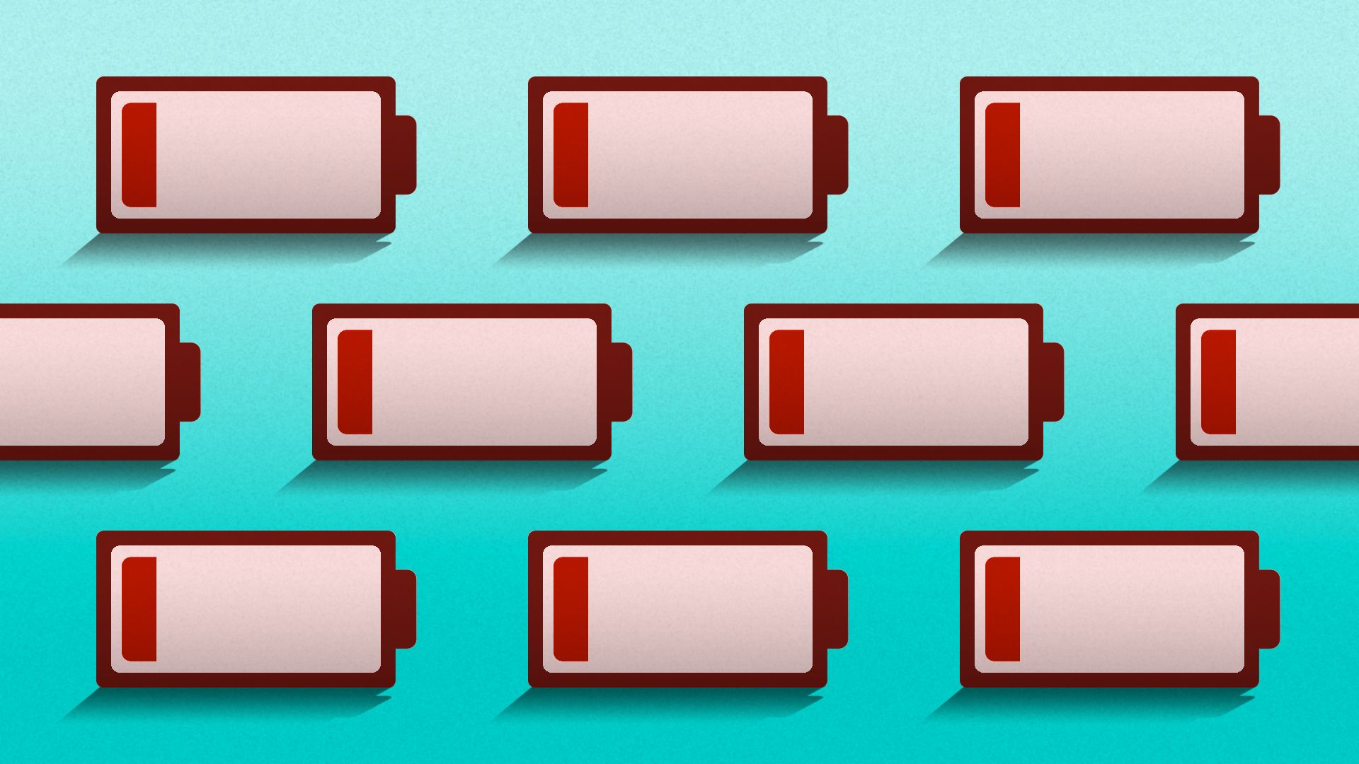 Rows of low battery symbols